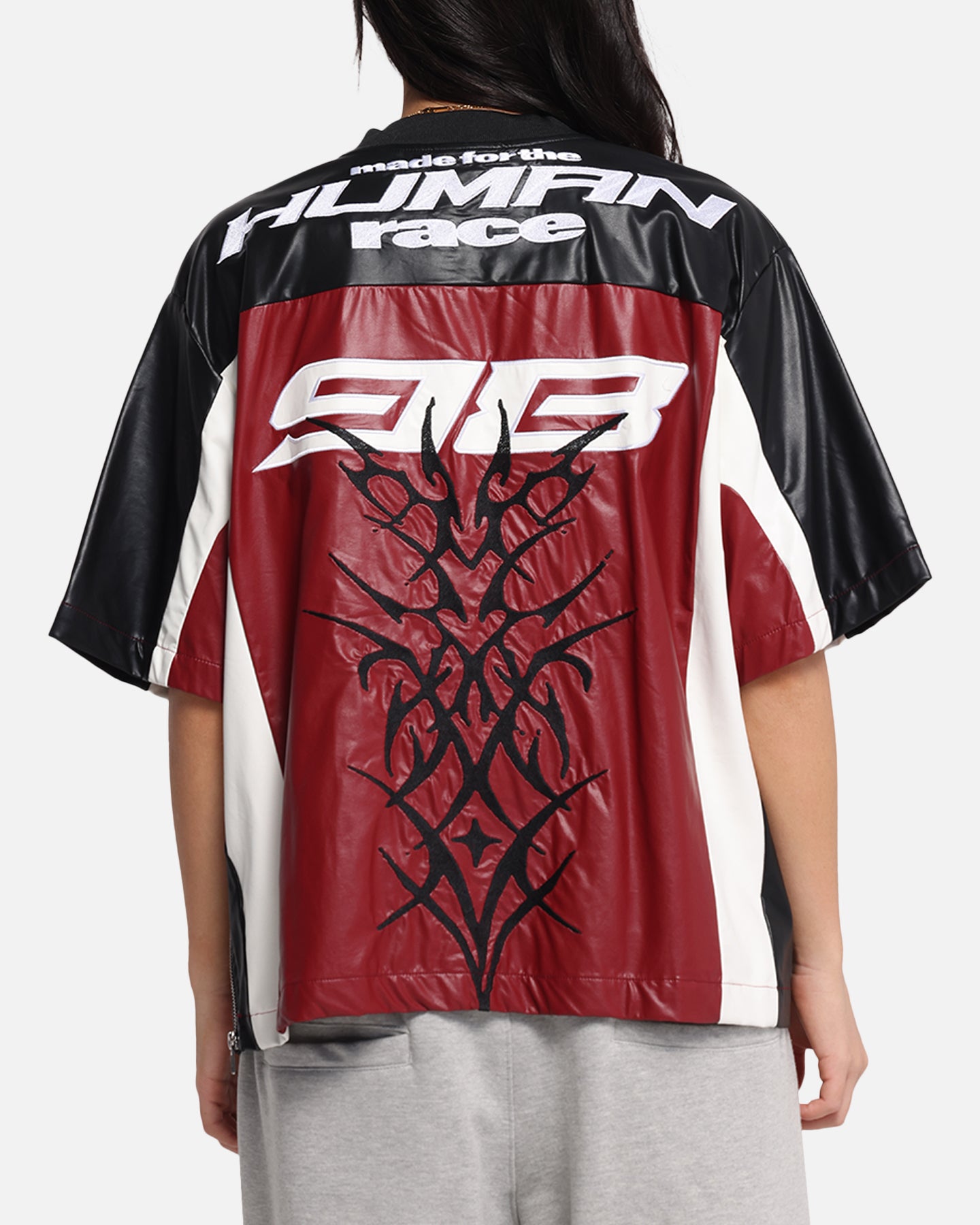 Loiter Vegan Leather Football Top Red/Black、mySite、zt4zffjzw