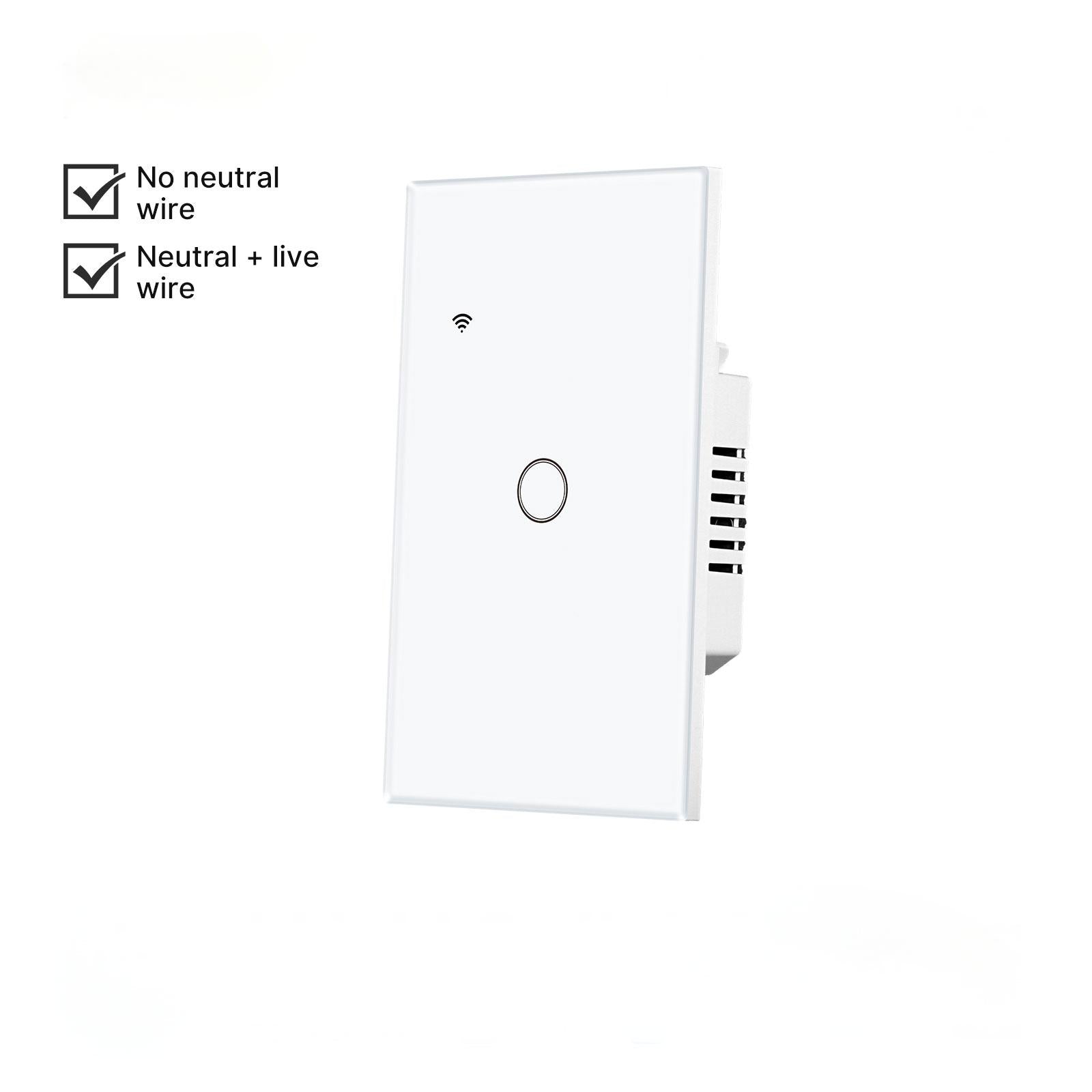 WiFi Smart Light Switch Wall Touch Glass Switch No Neutral Wire Required US Standard、mySite、fannypackpong