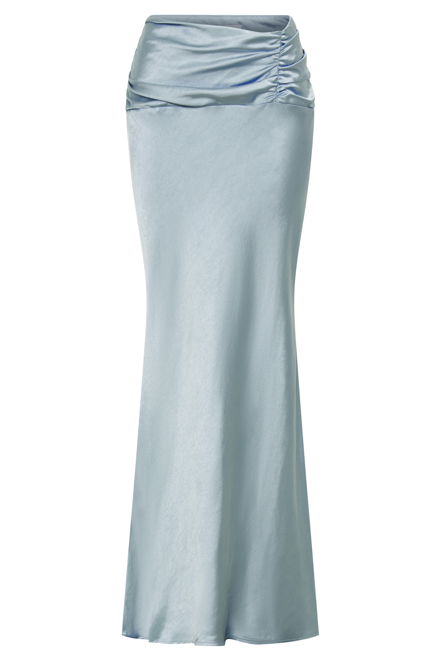 Khalani Ruched Satin Maxi Skirt - Ice Blue、mySite、solidvoid
