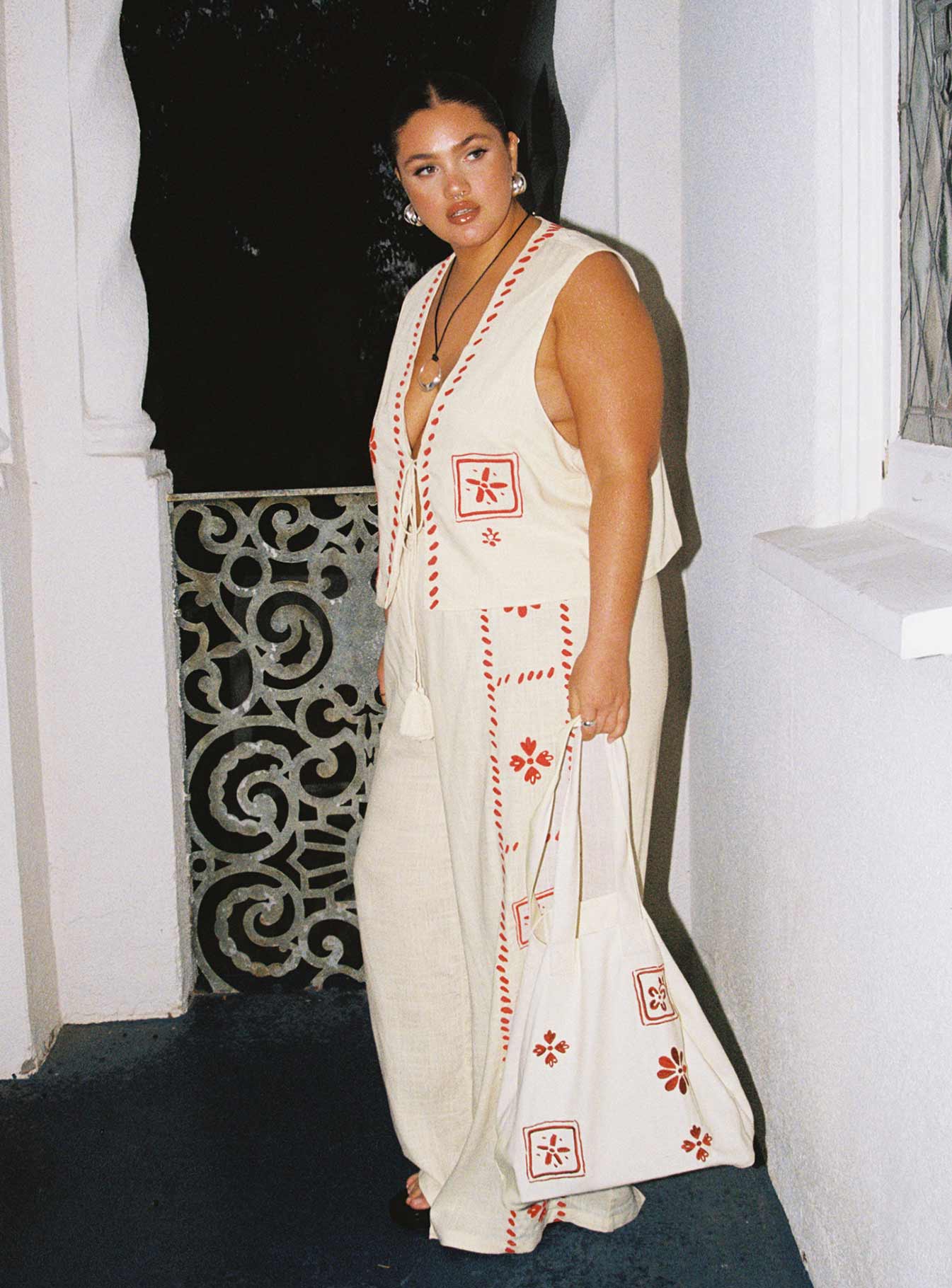 Grazia Pants Cream / Red Curve、mySite、solidvoid