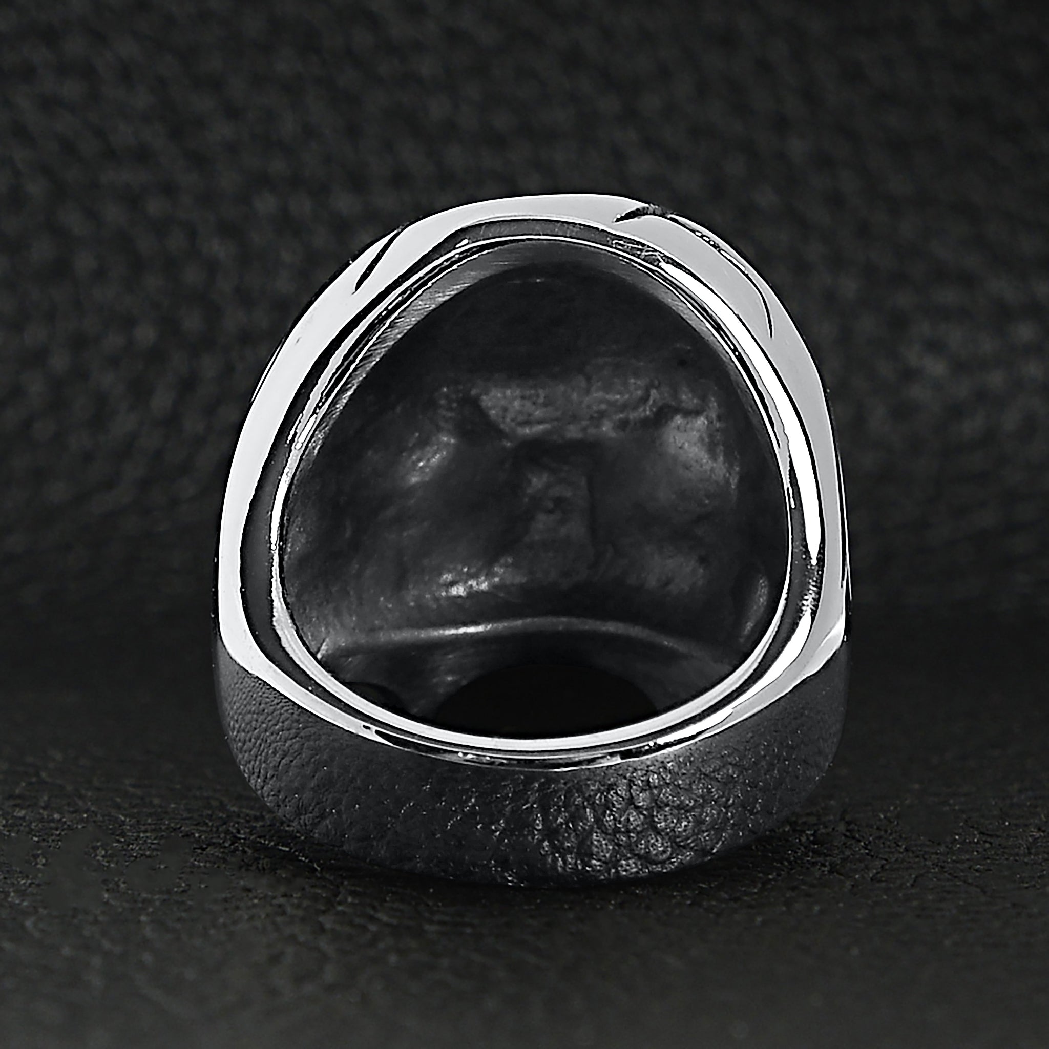 Stainless Steel Blue CZ Eyed Cracked Skull Ring / SCR4111、mySite、dreamappss