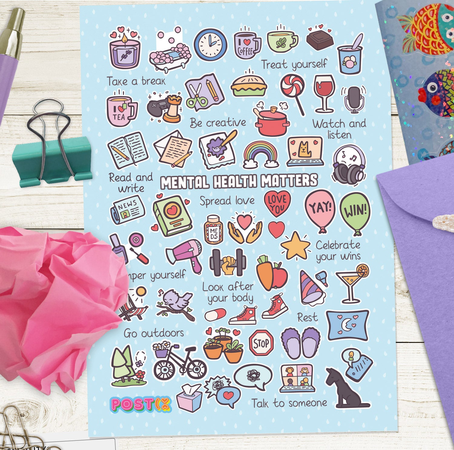  Mental Health Matters A6 Sticker Sheet、mySite、ghnorth