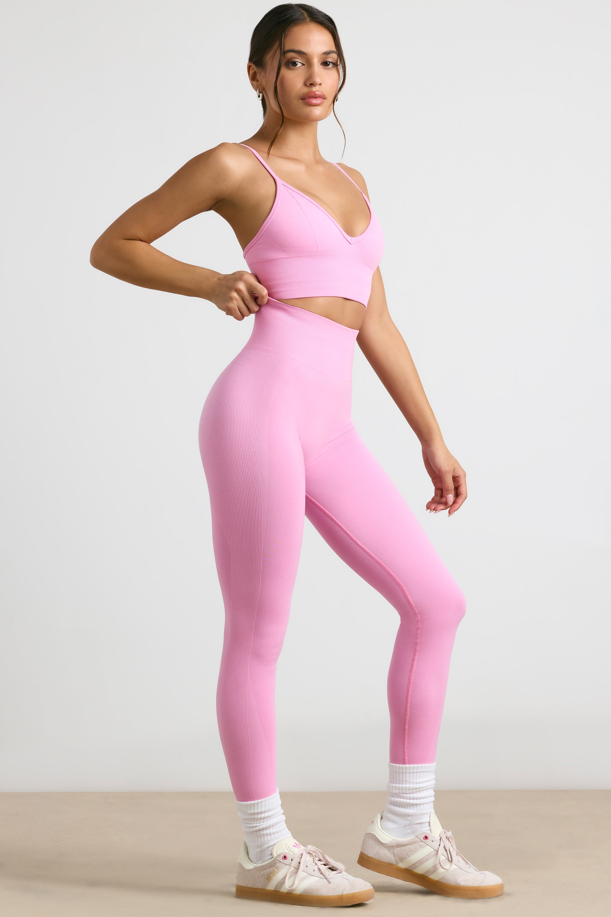 High-Waist Define Luxe Leggings in Bubblegum Pink、mySite、solidvoid