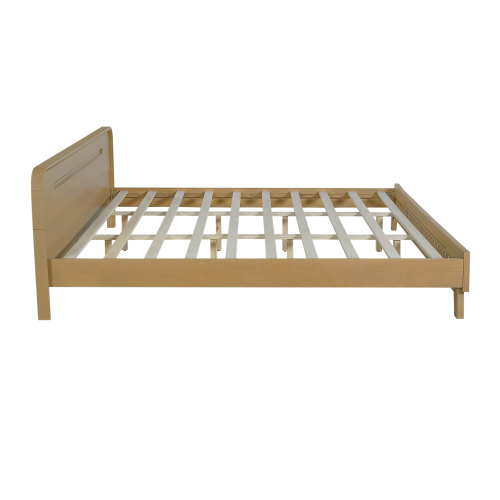 PINE SOLID WOOD KING SIZE BED, SOLID AND STABLE, NO BOX SPRING NEEDED, RUSTIC YELLOW COLOR、、eastwooduniform