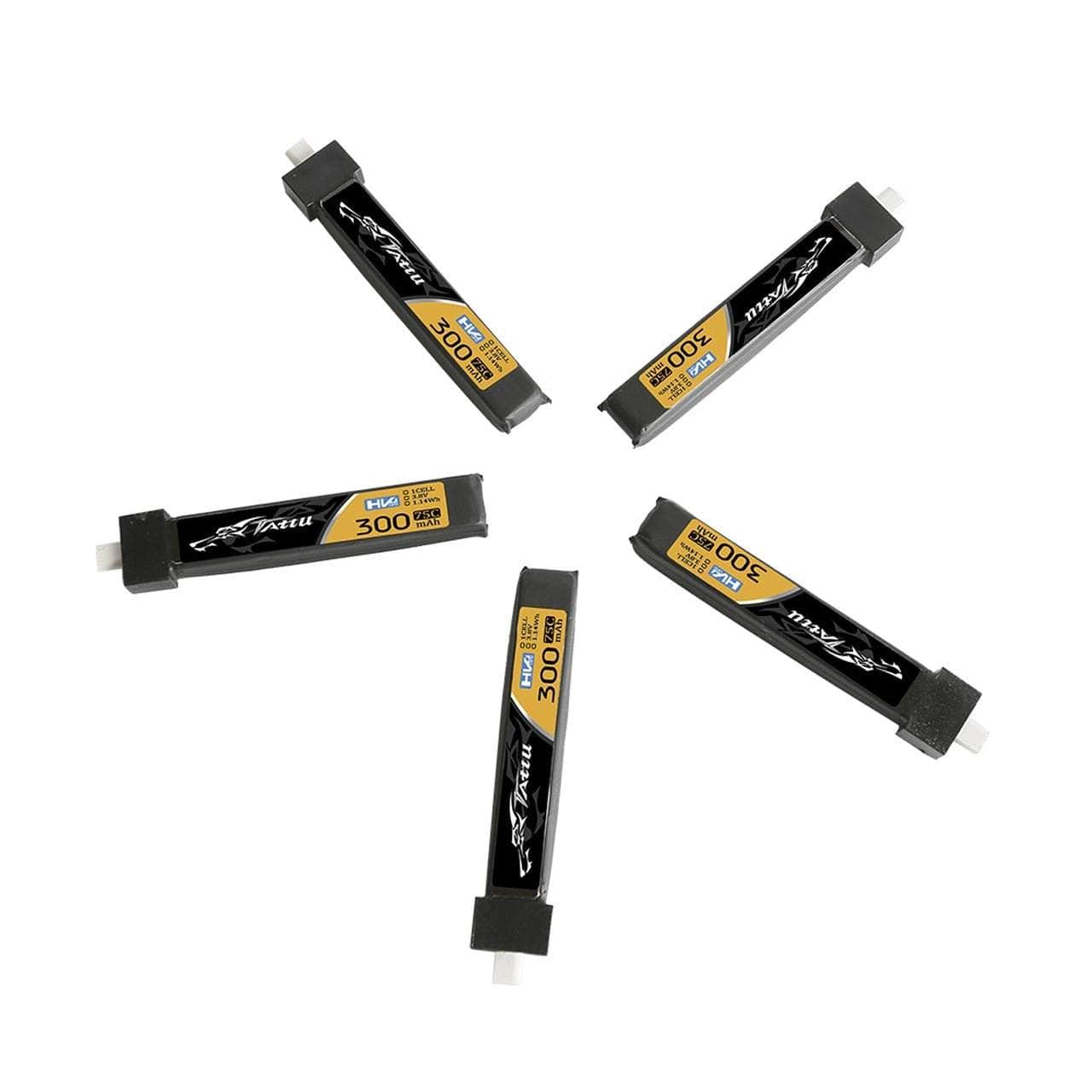 Tattu 3.8V 1S 300mAh 75C LiHV Battery 5 Pack - Choose Version、mySite、merchandisen
