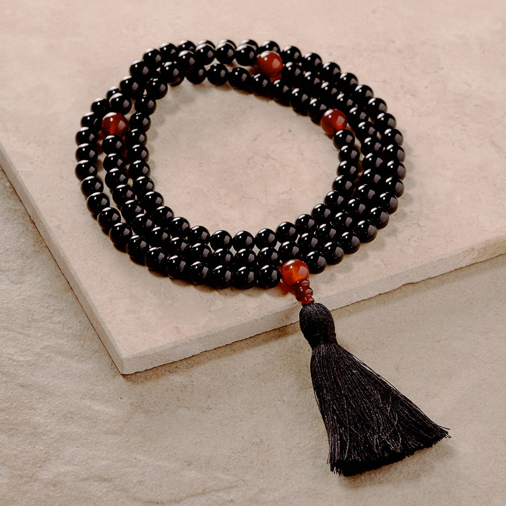 Black Onyx and Carnelian Malas, Mala, 8 mm, 108 beads、mySite、topwebapps