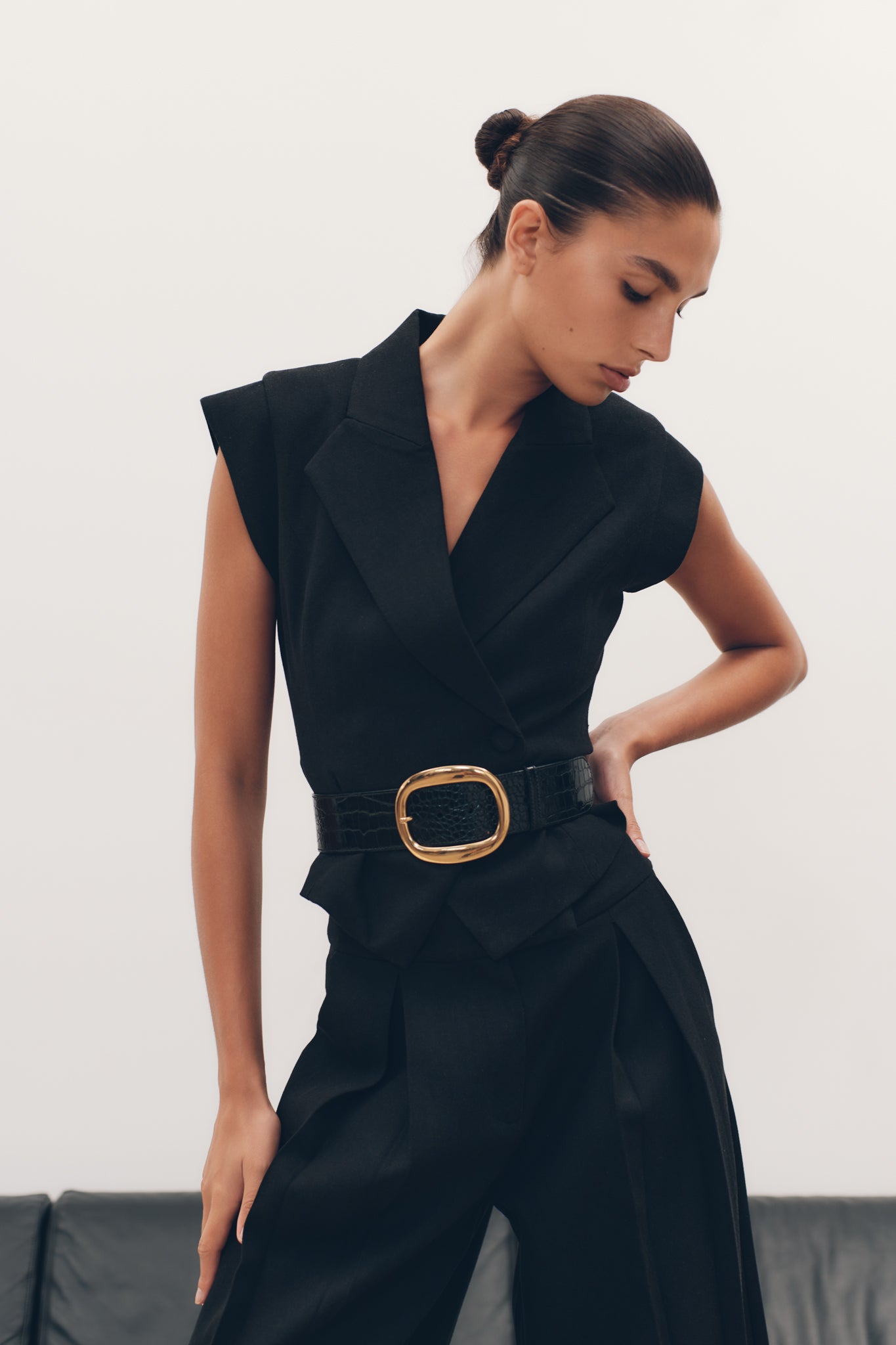 Andina Shortsleeve Linen Top - Black、mySite、solidvoid