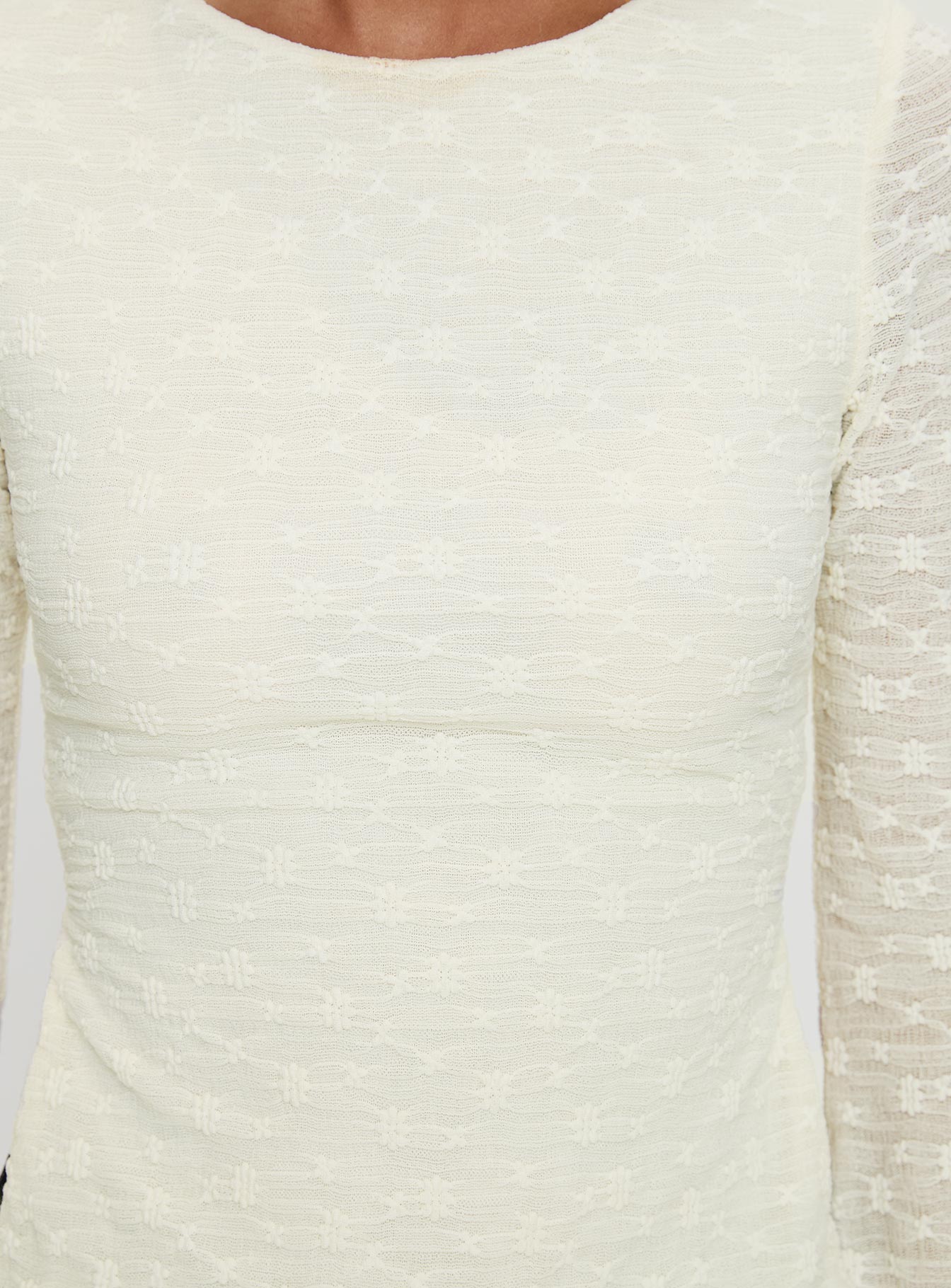 Shellee Long Sleeve Tie Back Top Cream、mySite、solidvoid