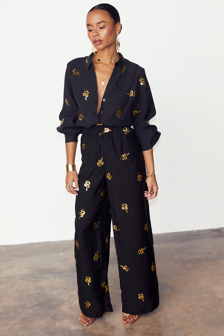 Black Gold Snake Elissa Trousers、mySite、solidvoid