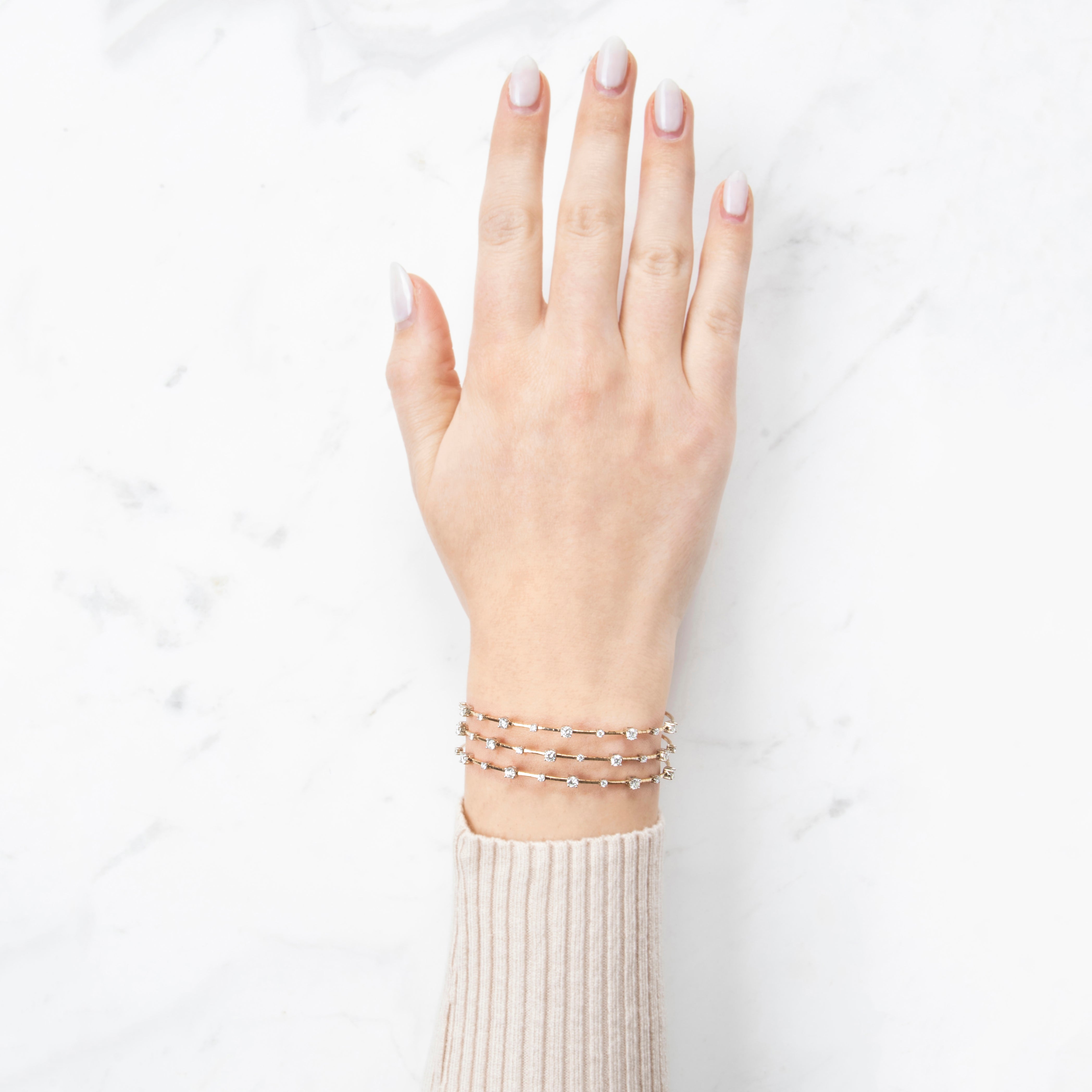 Estate 14k Yellow Gold 1.6cttw Diamond Coil of Lights Articulating Bracelet 6.5、mySite、hinf8tx79