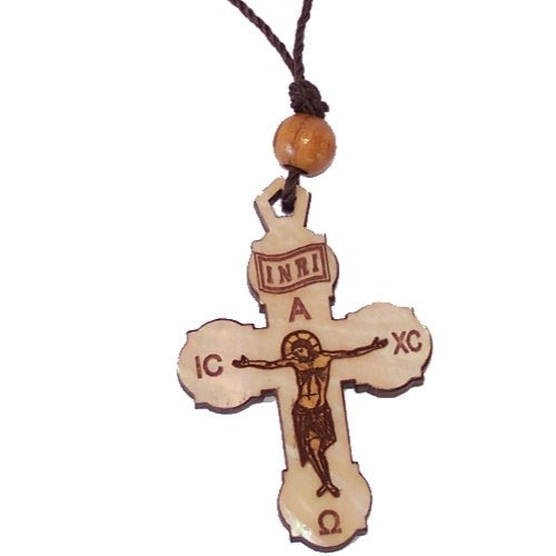  Eastern style Olivewood Crucifix with Mother of Pearls (60cm / 23.5 inches, Cross is 5cm or 2 inches)、mySite、elrpsem3k