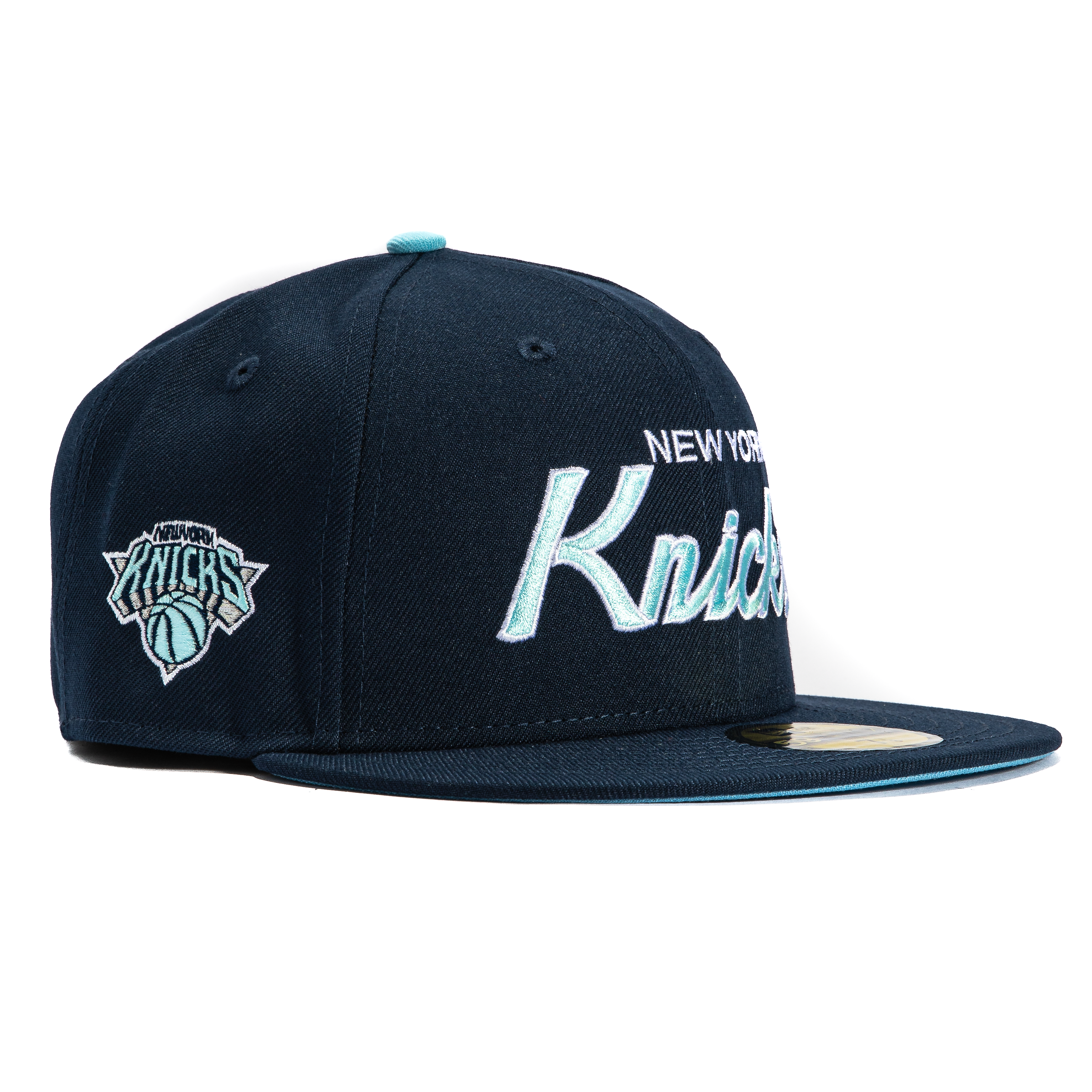 New Era 59Fifty New York Knicks Logo Patch Script Hat - Navy, Light Blue、mySite、vikingsvslions