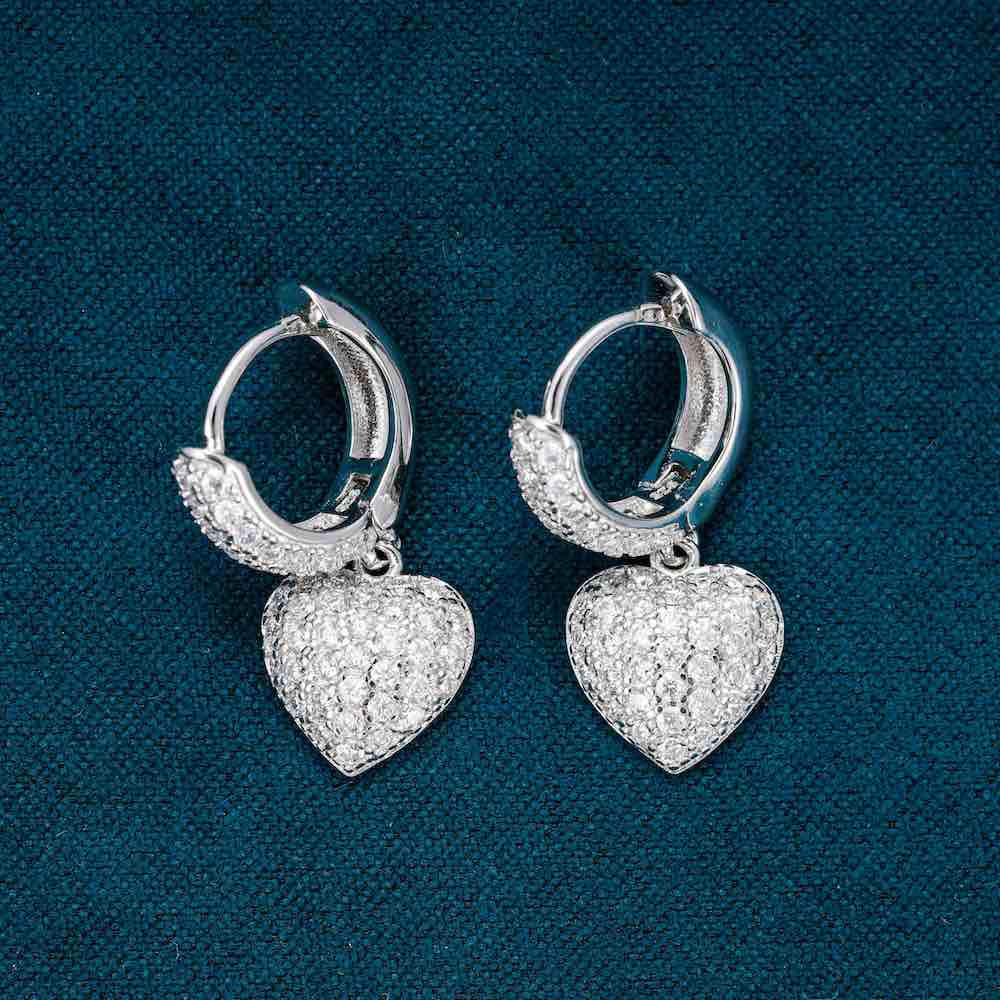 Heart Shaped Moissanite Drop Earrings 14K Gold、mySite、hinf8tx79