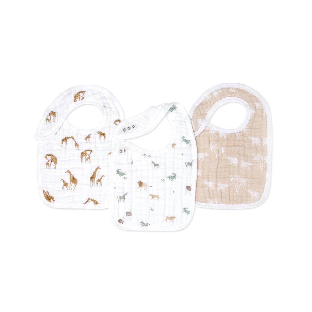  aden + anais Organic Cotton Muslin Snap Bibs - 3 Pack - Safari Dreams、mySite、merchandisen