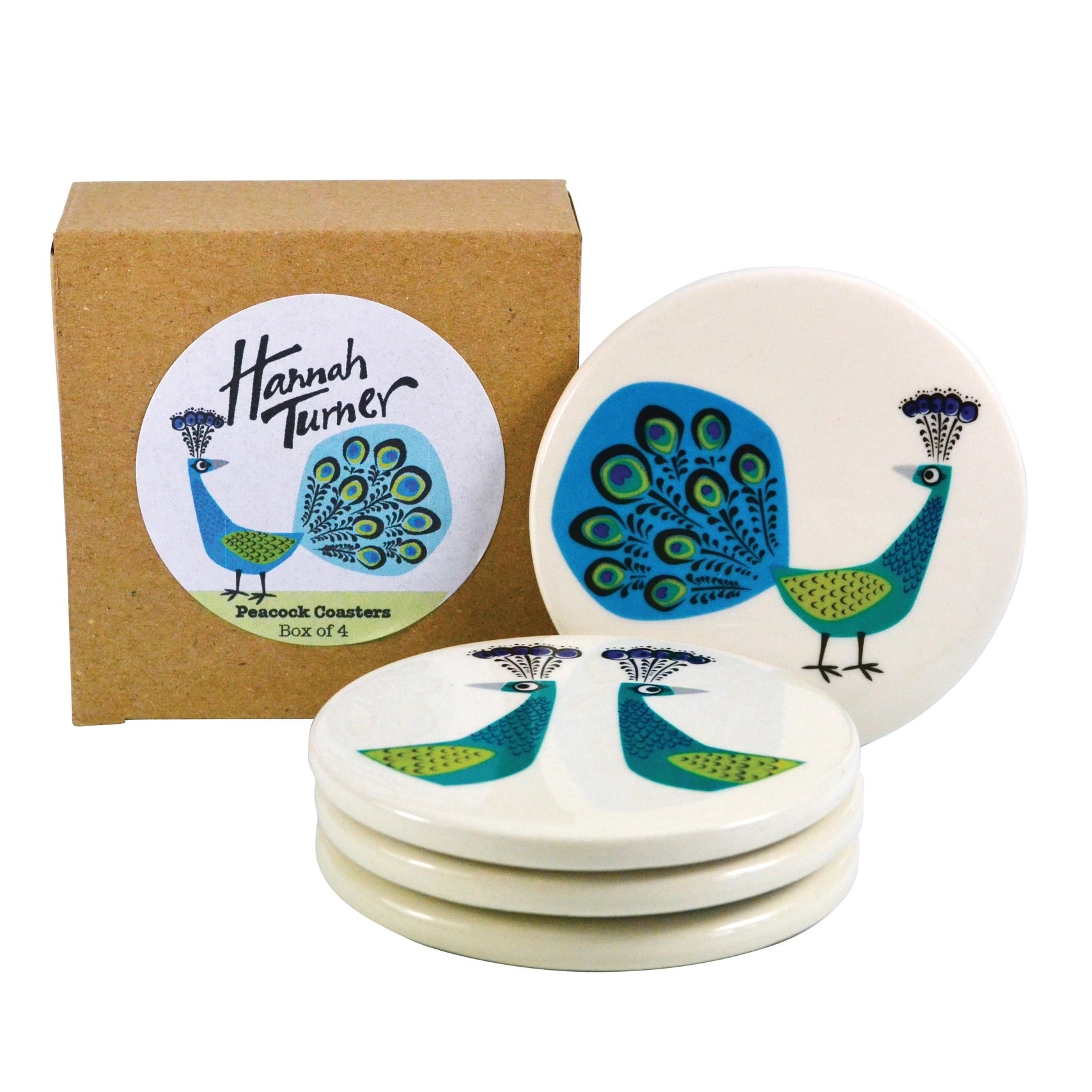 Handmade Ceramic Peacock Coasters Box Set of 4、mySite、g9winljtr