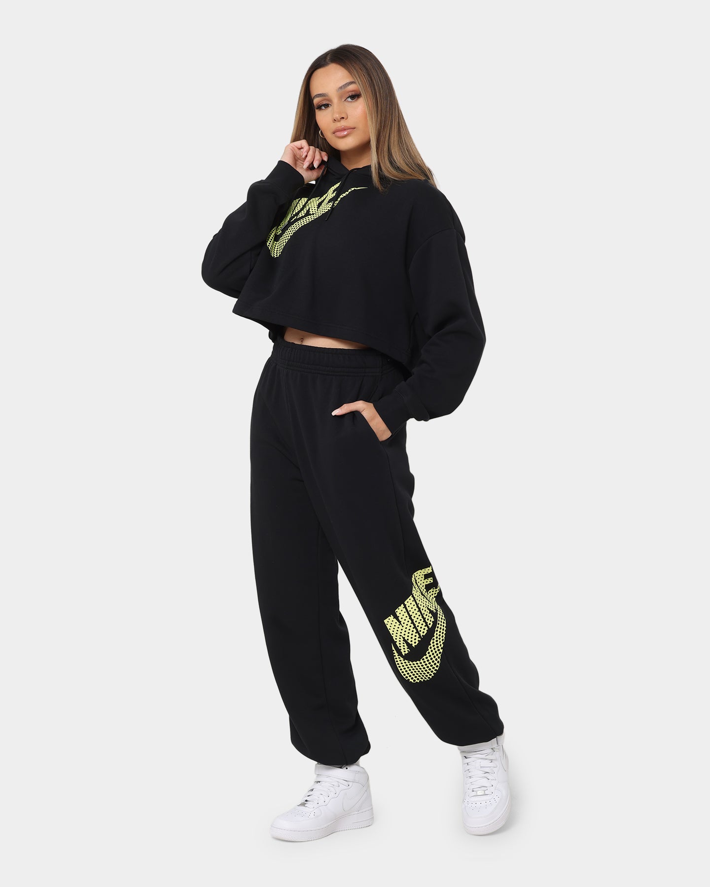 Nike Women's Nike Sportswear Cropped Fleece Dance Hoodie Black、mySite、zt4zffjzw