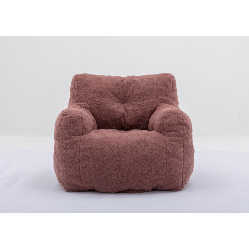 010-Soft Teddy Fabric Tufted Foam Bean Bag Chair With Teddy Fabric Dark Gray、、casual