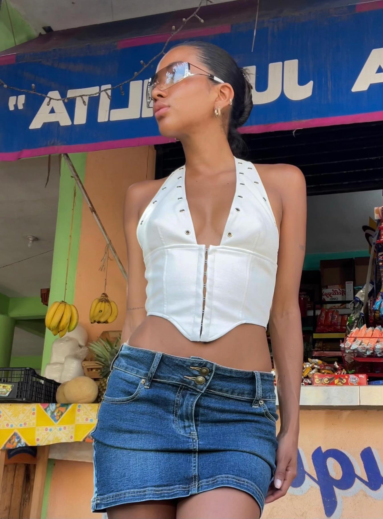 Faya Low Rise Mini Denim Skirt Vintage Dark Wash Tall、mySite、solidvoid