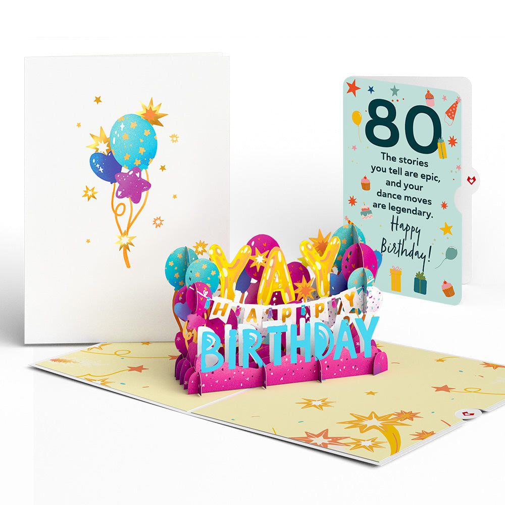 80th Birthday Celebration Pop-Up Card and Sentiment Set、mySite、solidvoid