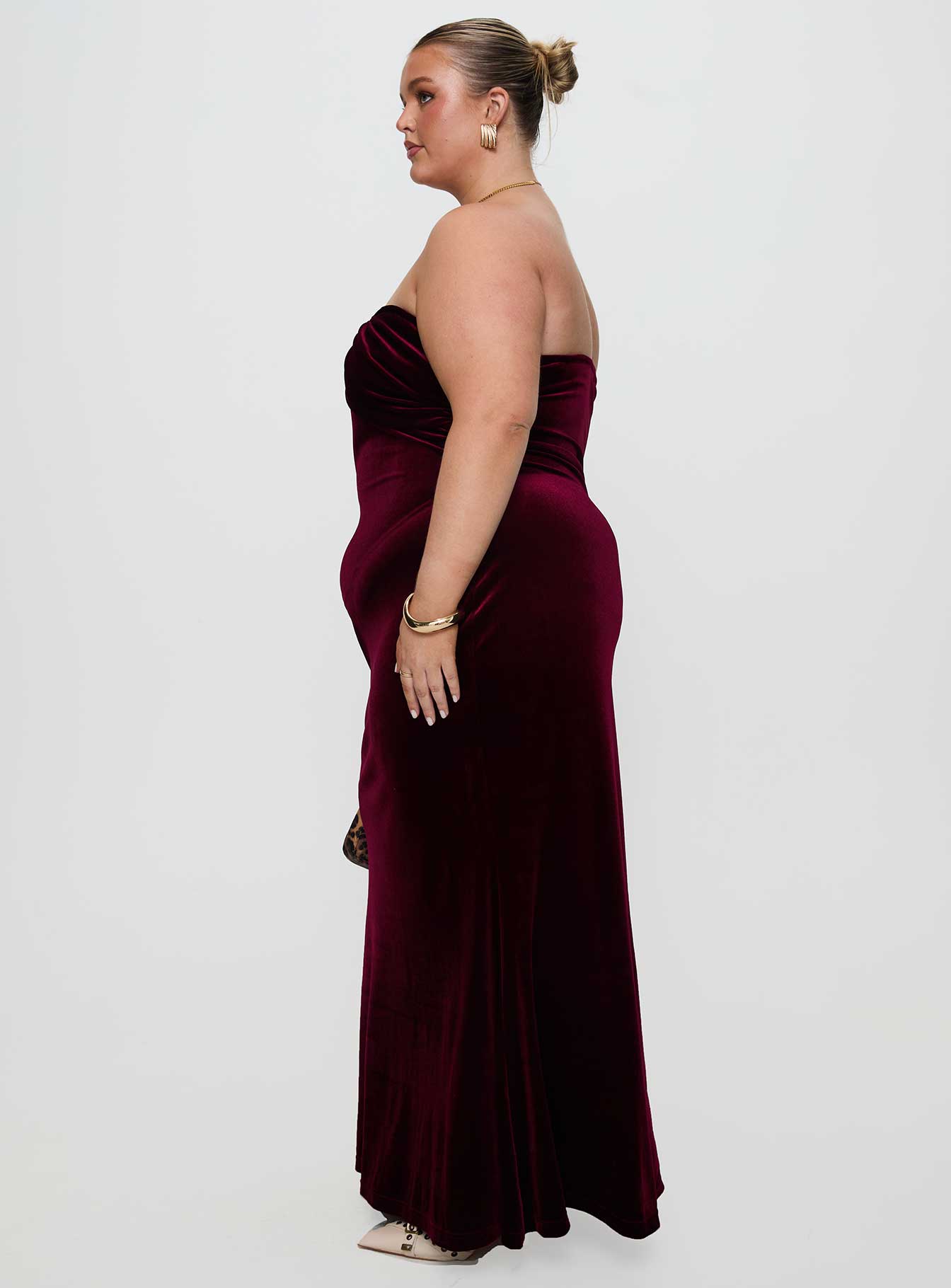 Irena Strapless Maxi Dress Burgundy Curve、mySite、solidvoid