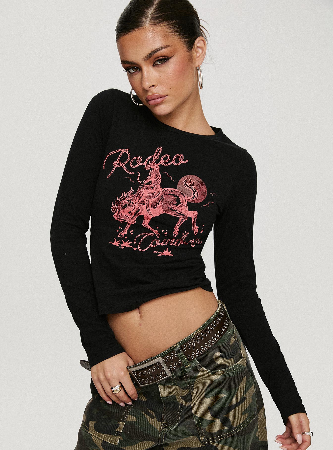 Rodeo Cowboy Long Sleeve Top Washed Wine、mySite、solidvoid