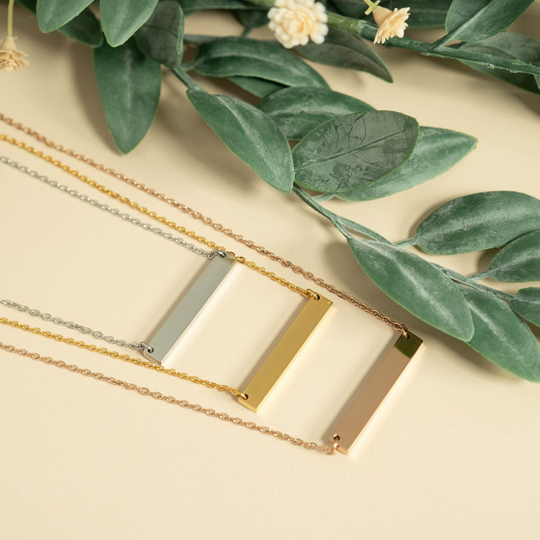 18K Gold PVD Stainless Steel Blank Bar Necklace / SBB0019、mySite、dreamappss