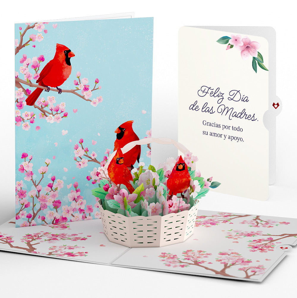 Cherry Blossom Basket with Cardinals Mother's Day Pop-Up Card and Sentiment Set for Spanish Mom、mySite、solidvoid