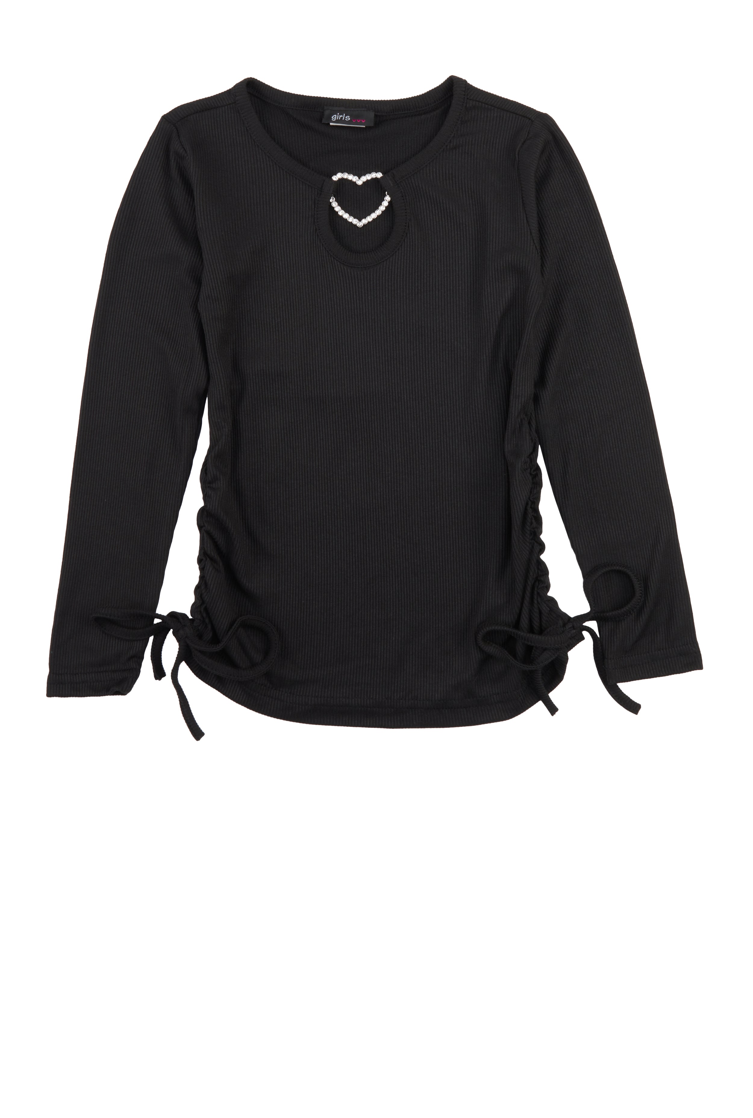 Little Girls Heart Rhinestone Notch Neck Top、mySite、camillekostekn