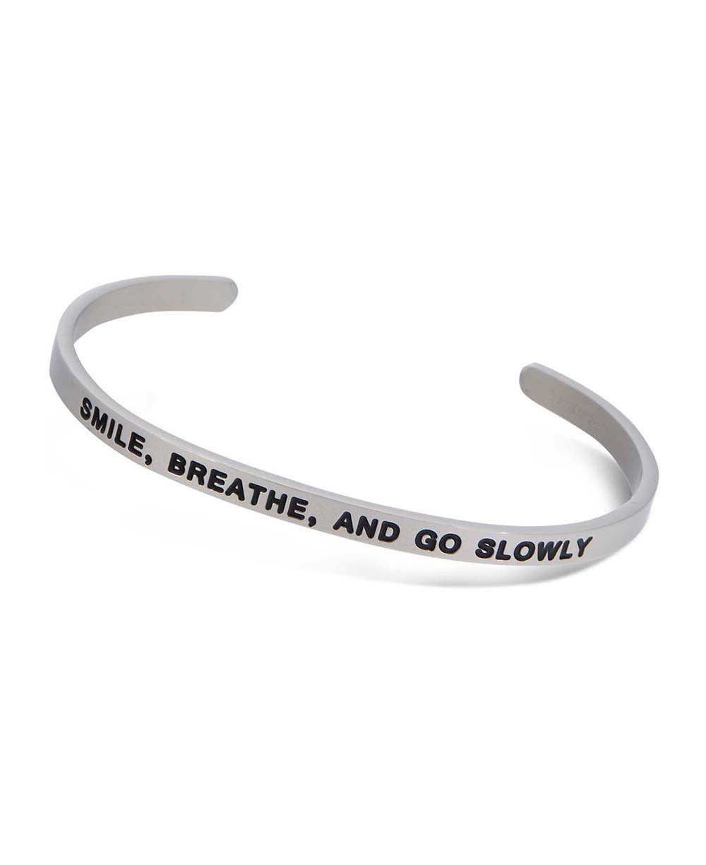 Smile, Breathe, and Go Slowly Metal Cuff Bracelet、mySite、topwebapps