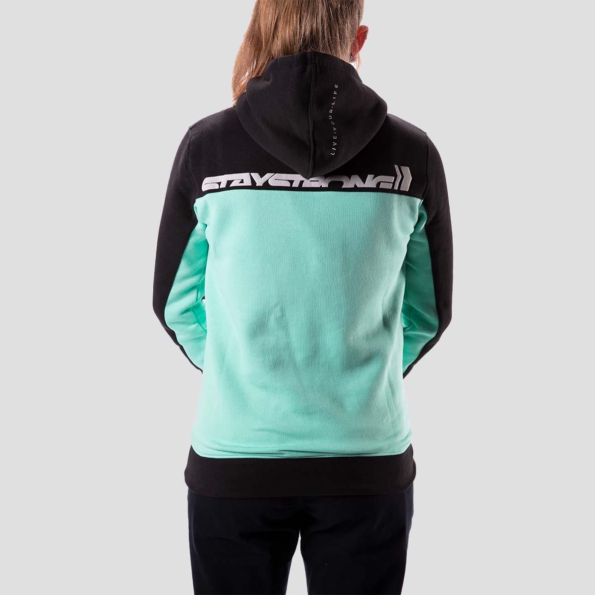  Stay Strong Cut Off Ladies Hoodie - Black/Mint、mySite、merchandisen