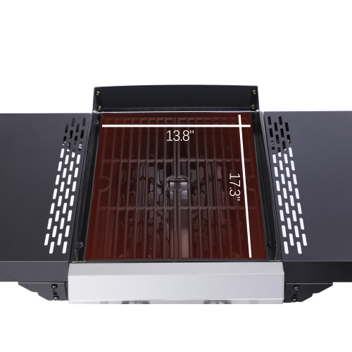 2-Burner Propane Gas BBQ Grill, Pizza Box, 24600BTU Output With Wire Enamel Cooking Grids For Outdoor Barbecue, Foldable Side Table, Hanging Basket, Stainless Steel、、eastwooduniform