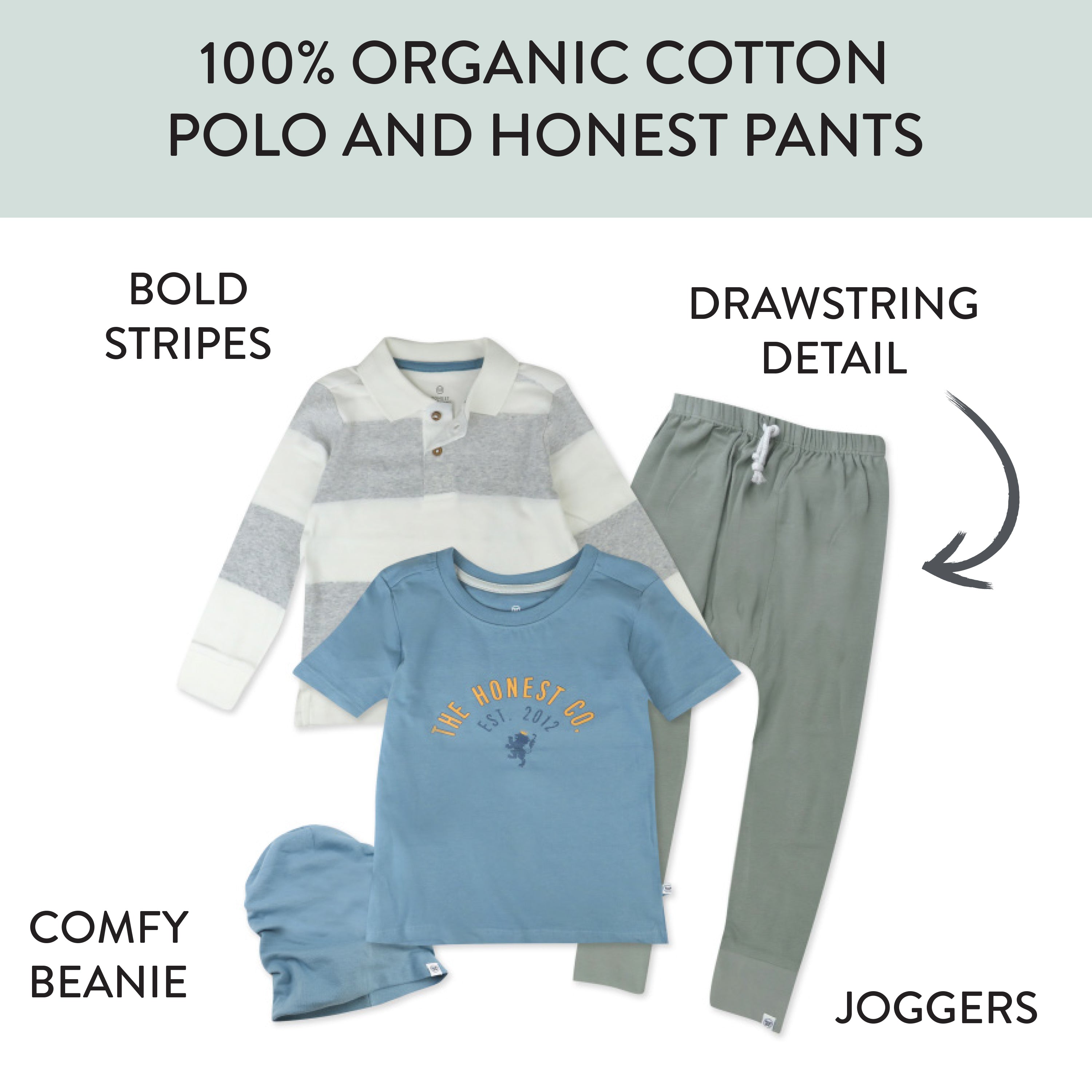  Toddler 4-Piece Polo Shirt, Short Sleeve T-Shirt, Honest Pant & Beanie Set、mySite、layawaytickets