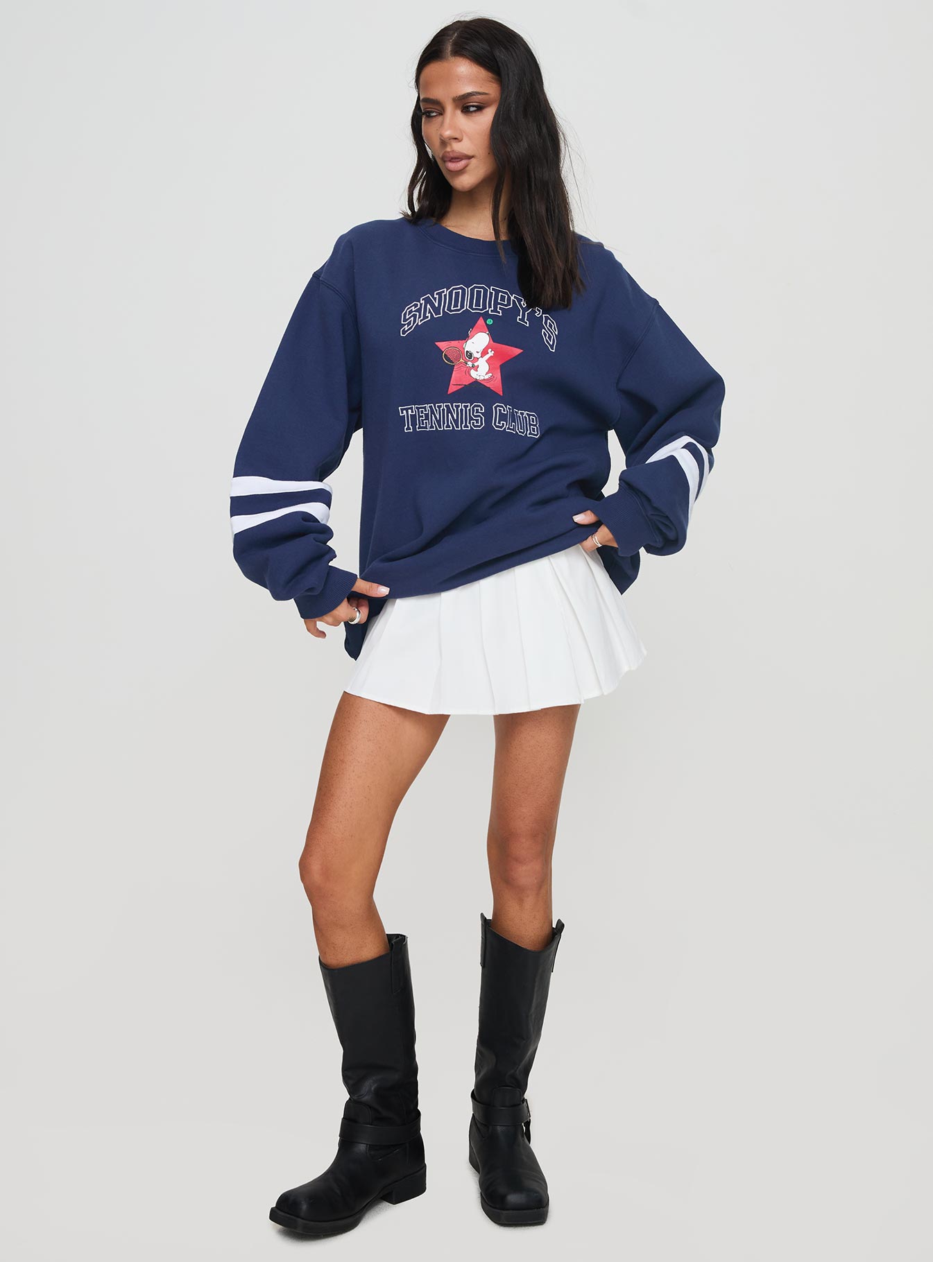 Snoopy Star Tennis Club Sweater Navy、mySite、solidvoid