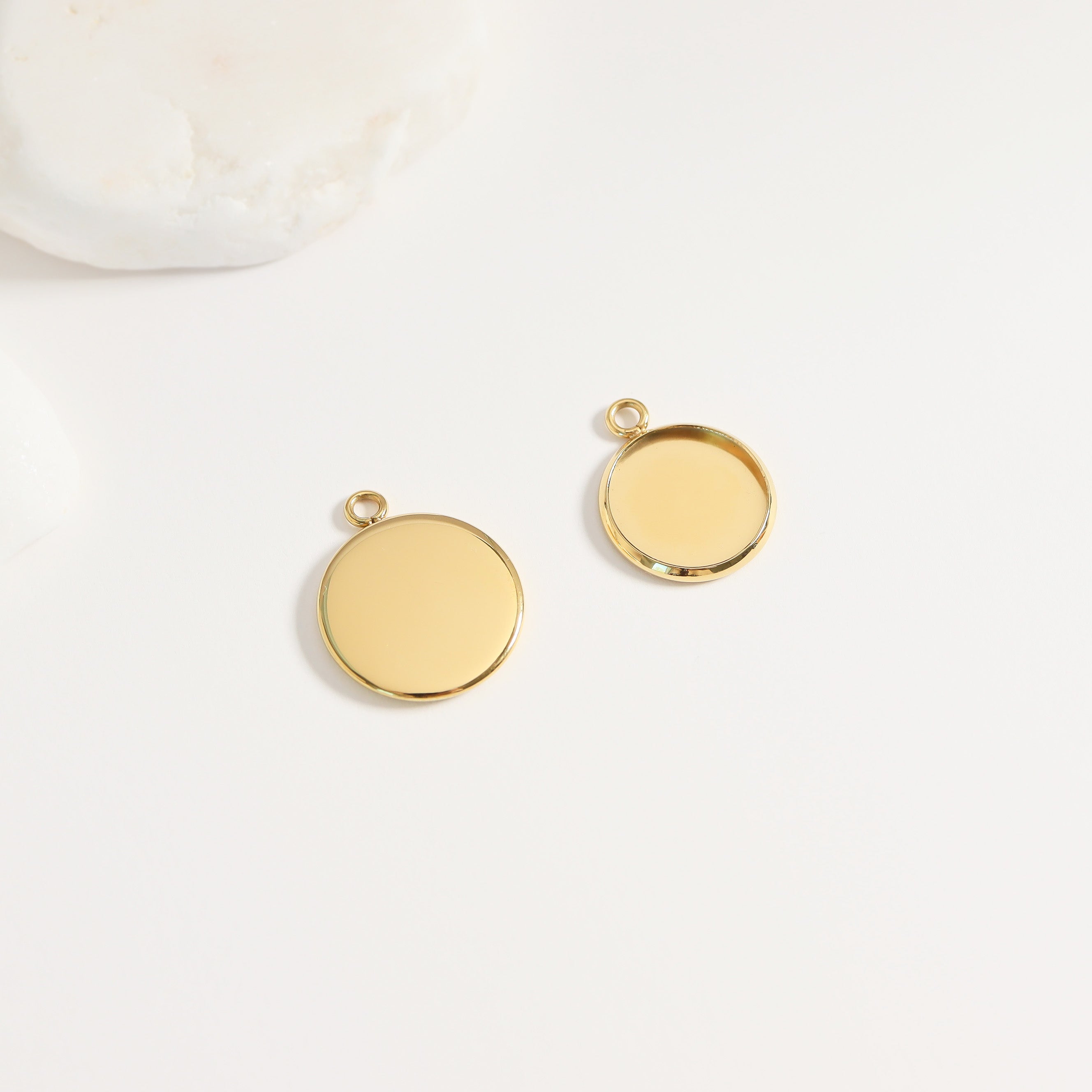 18K Gold PVD Stainless Steel Cabochon Bezel 10 Pack / ENC0020、mySite、dreamappss