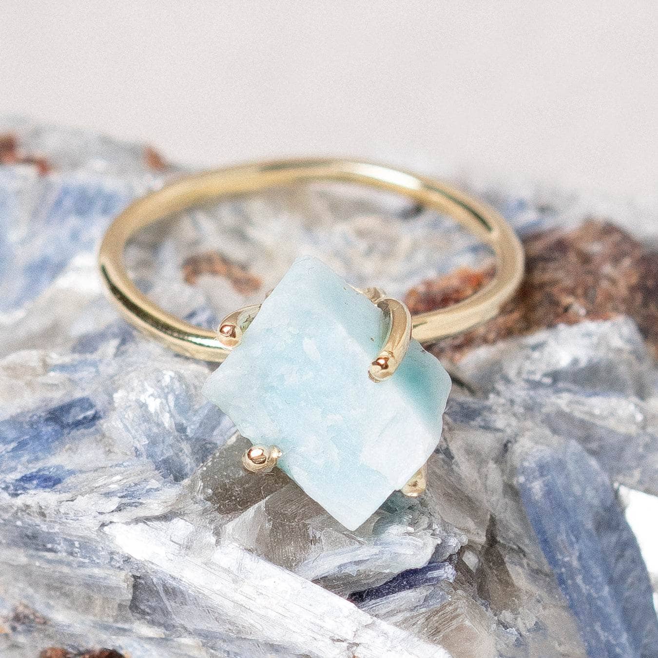 Rare Genuine Larimar Raw Freeform Gold or Silver Ring、mySite、hinf8tx79