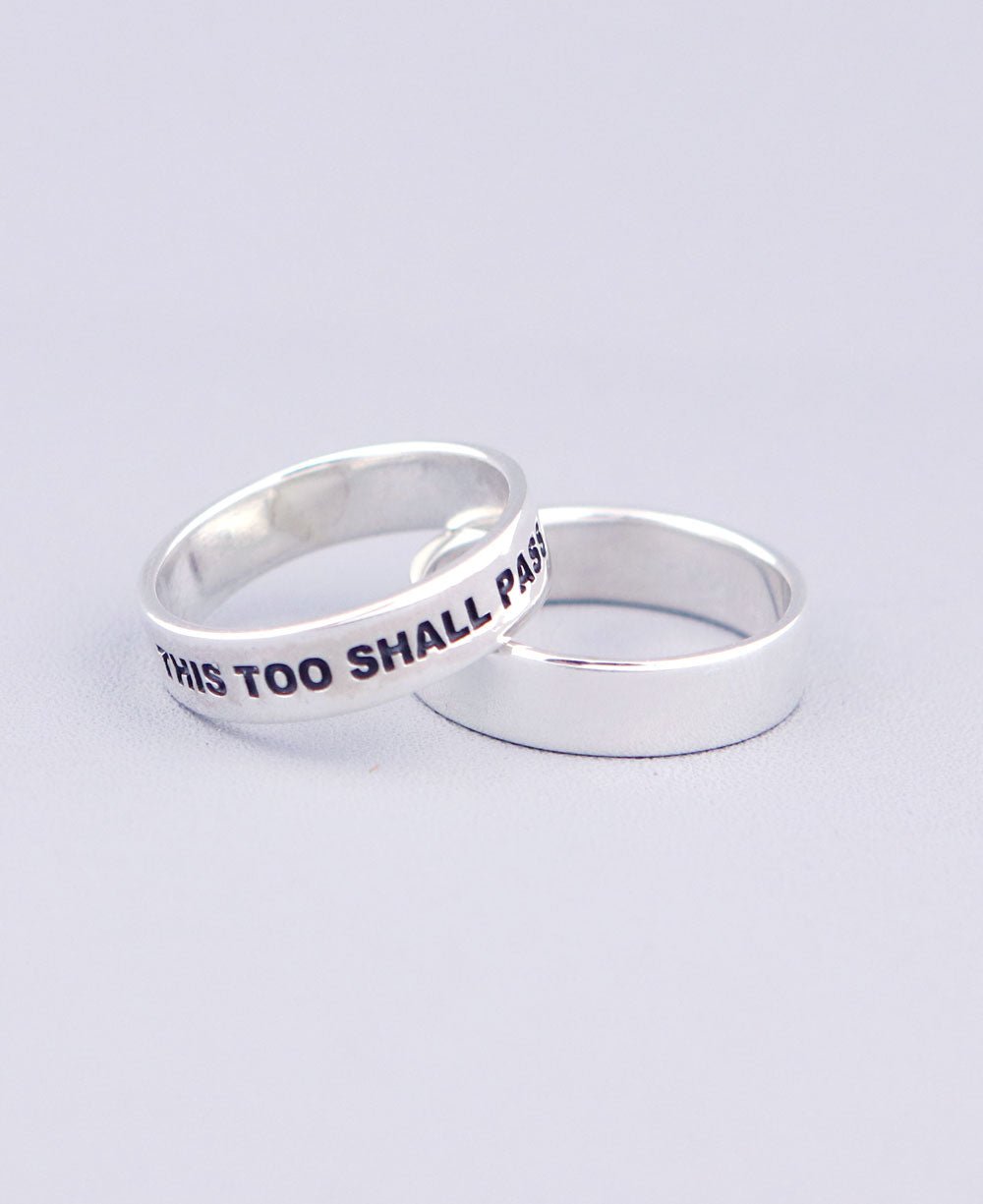 This Too Shall Pass Inspirational Sterling Simple Band Ring、mySite、topwebapps