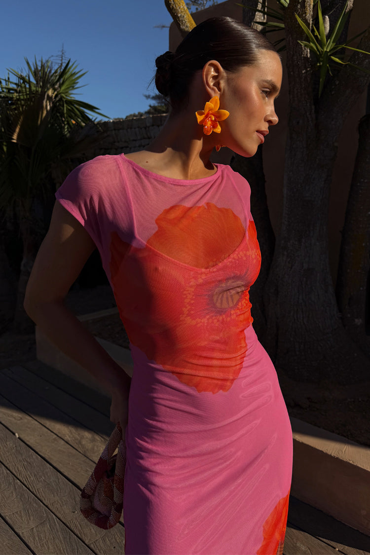 Pink Poppy Sleeveless Mesh Dress、mySite、solidvoid