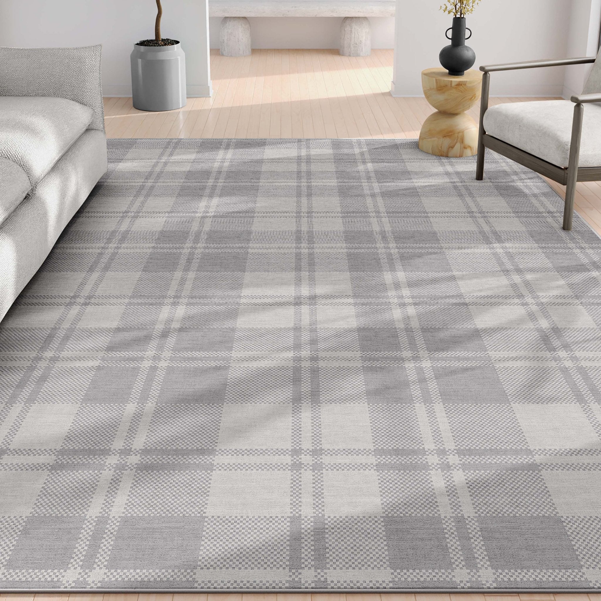 Plaid Modern Geometric Boxes Flat-Weave Rug、mySite、gigharbornorthrealestate
