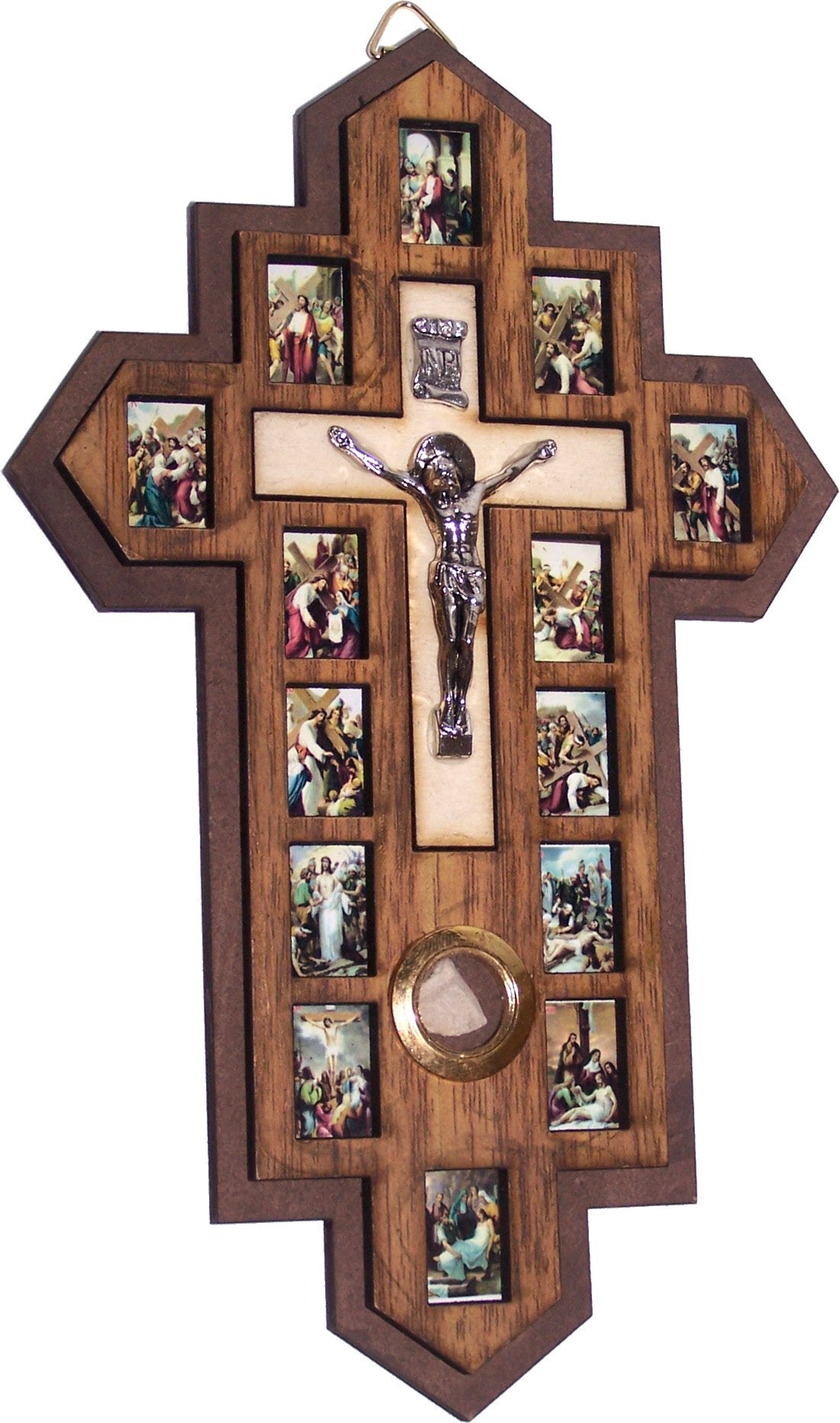 Three Layers with Olive Wood Crucifix - icon 14 Stations of the Cross 7 x 4.5 to 5.5 Inches、mySite、topwebapps