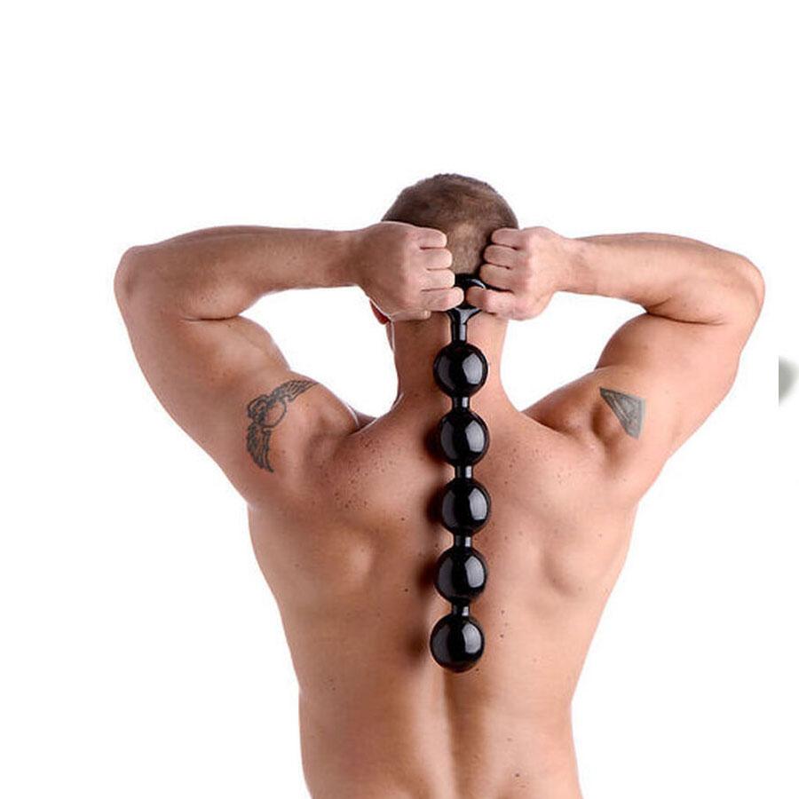 Huge Black Anal Beads with Safety Loop | Massive 67 mm Balls、mySite、bottomscart