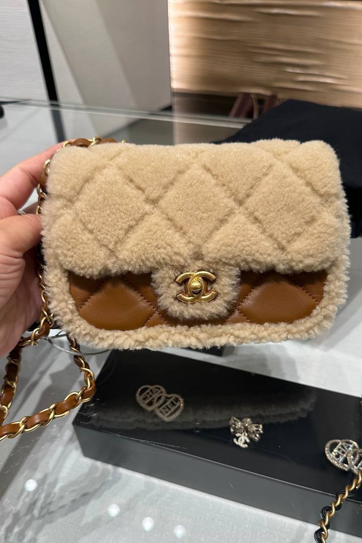 Chanel Brown Sheepskin Teddy Bag Mini FW2024、mySite、garminoutage.com