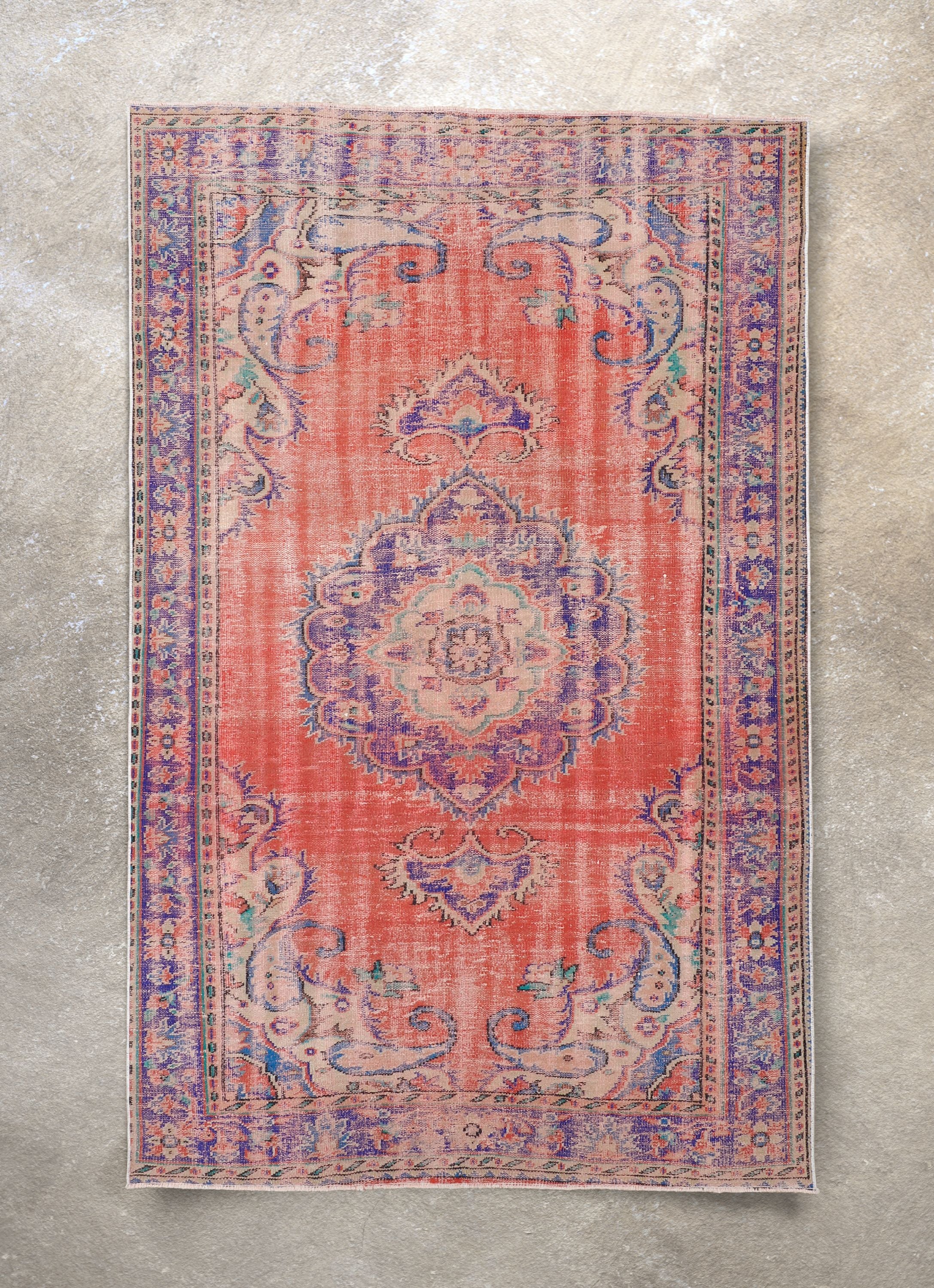Canan Crimson & Purple Oriental Medallion One-of-a-Kind Handmade Wool Area Rug 5'11 x 9'4、mySite、gigharbornorthrealestate