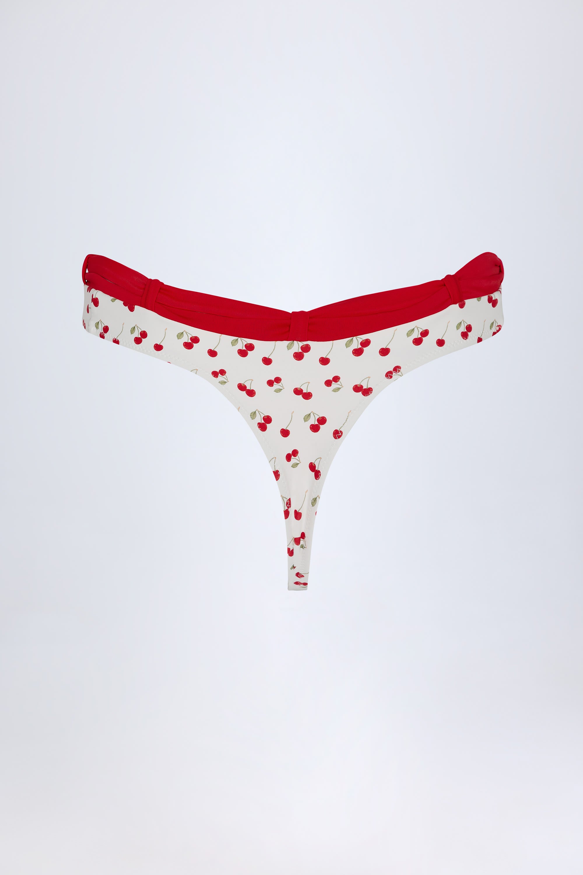  Contrast Belted Thong Bikini Bottoms in Cherry Print、mySite、sugarbowlscore