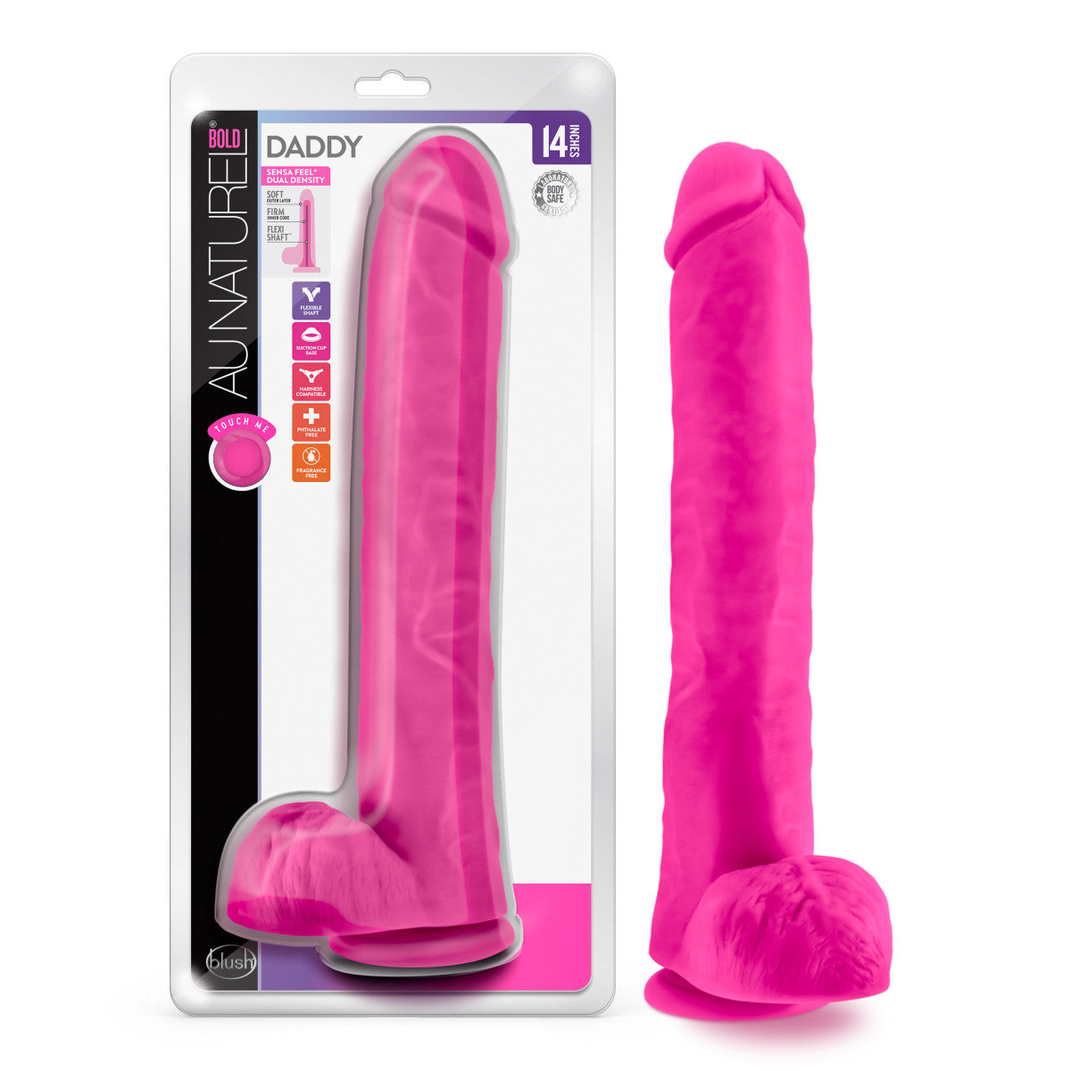 Au Naturel Bold By Blush® | Daddy Realistic Pink 14-Inch Long Dildo With Balls & Suction Cup Base、mySite、bottomscart