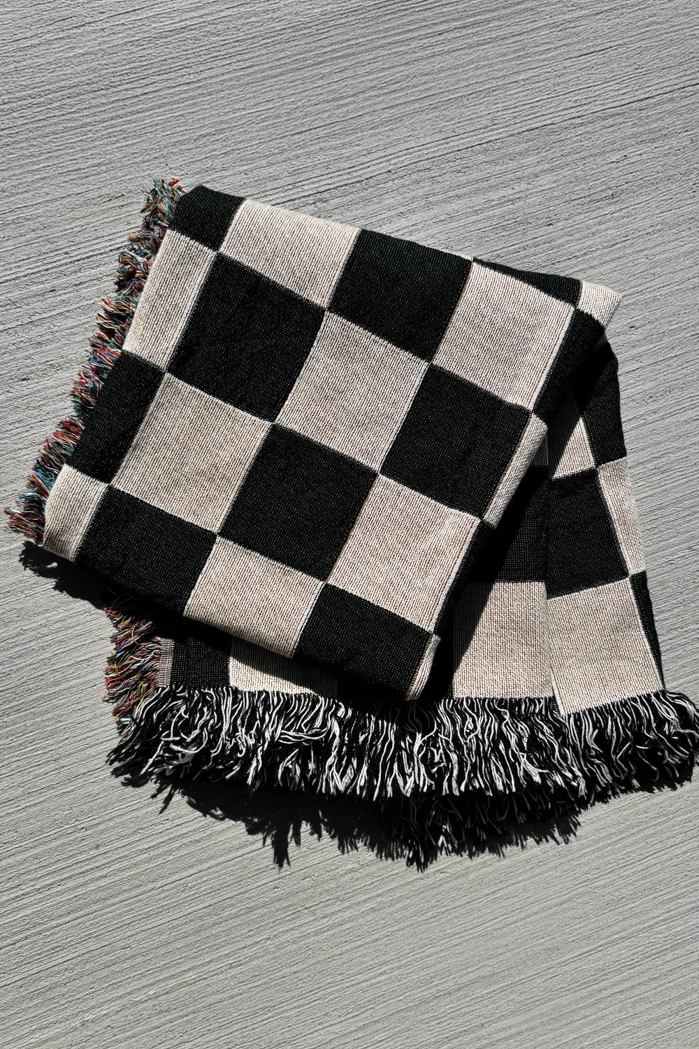 Black and White Checkered Cotton Woven Blanket、mySite、gigharbornorthrealestate