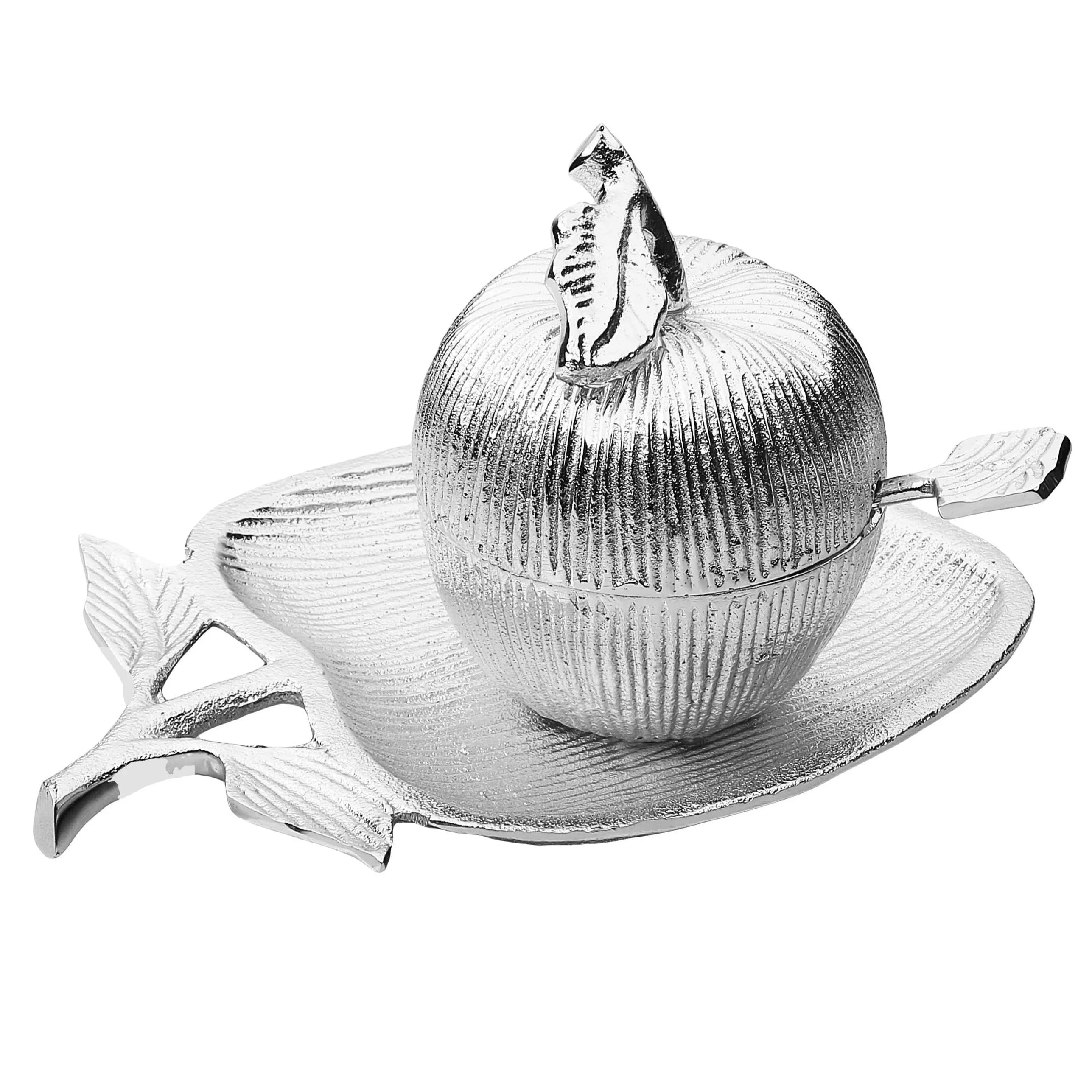 Apple Shaped Dish with Removable Honey Jar - Gold or Silver、mySite、topwebapps