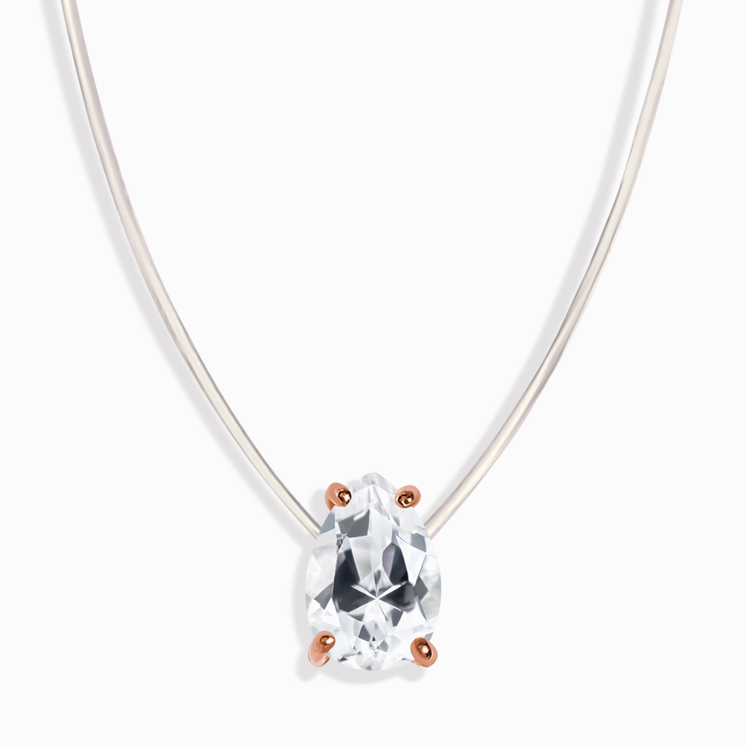White Topaz Necklace Floating Sway - April Birthstone、mySite、hinf8tx79