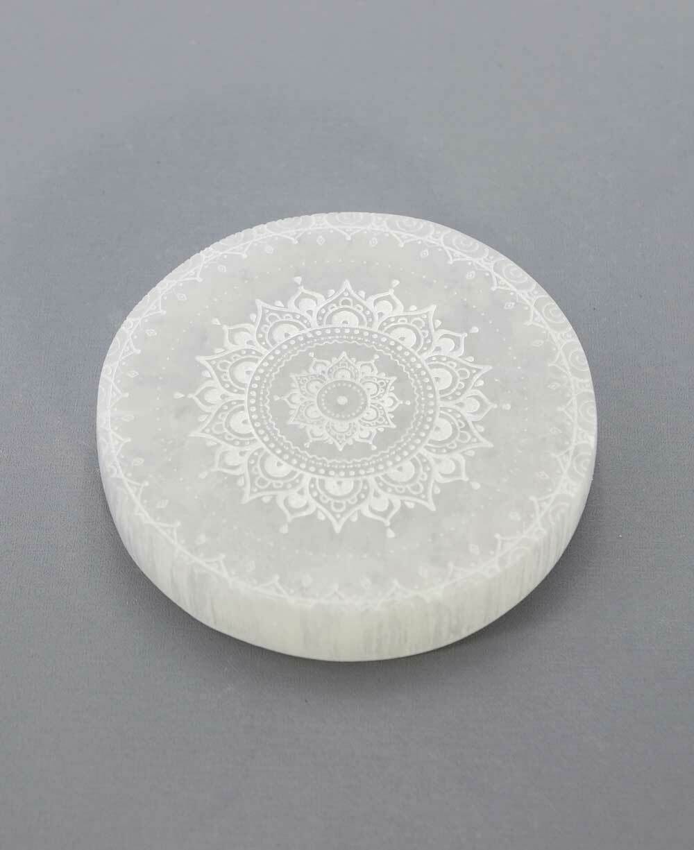 Selenite Energy Crystal Charging Plate with Mandala Design、mySite、topwebapps