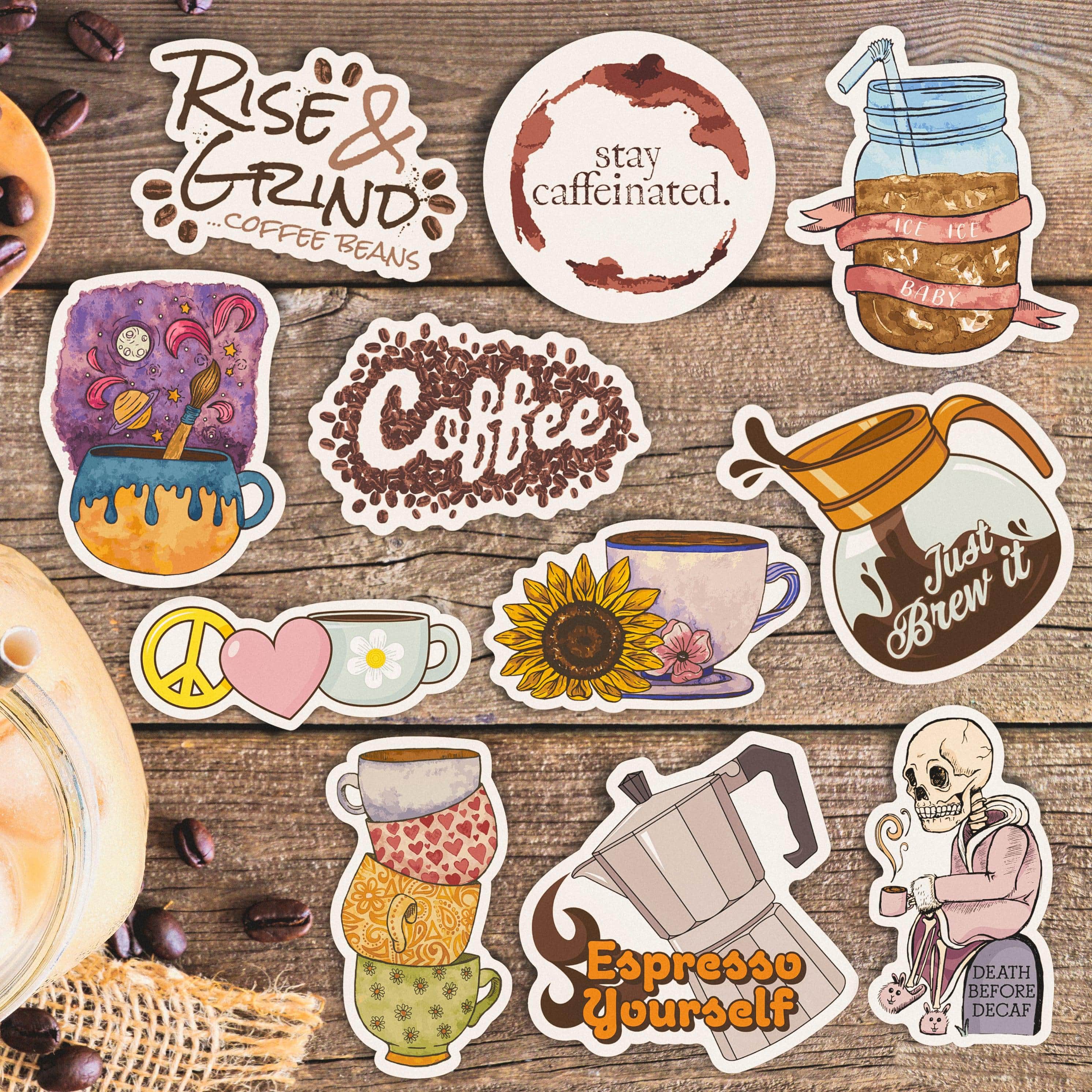  Coffee Lovers Stickers 11 Pack、mySite、elrpsem3k
