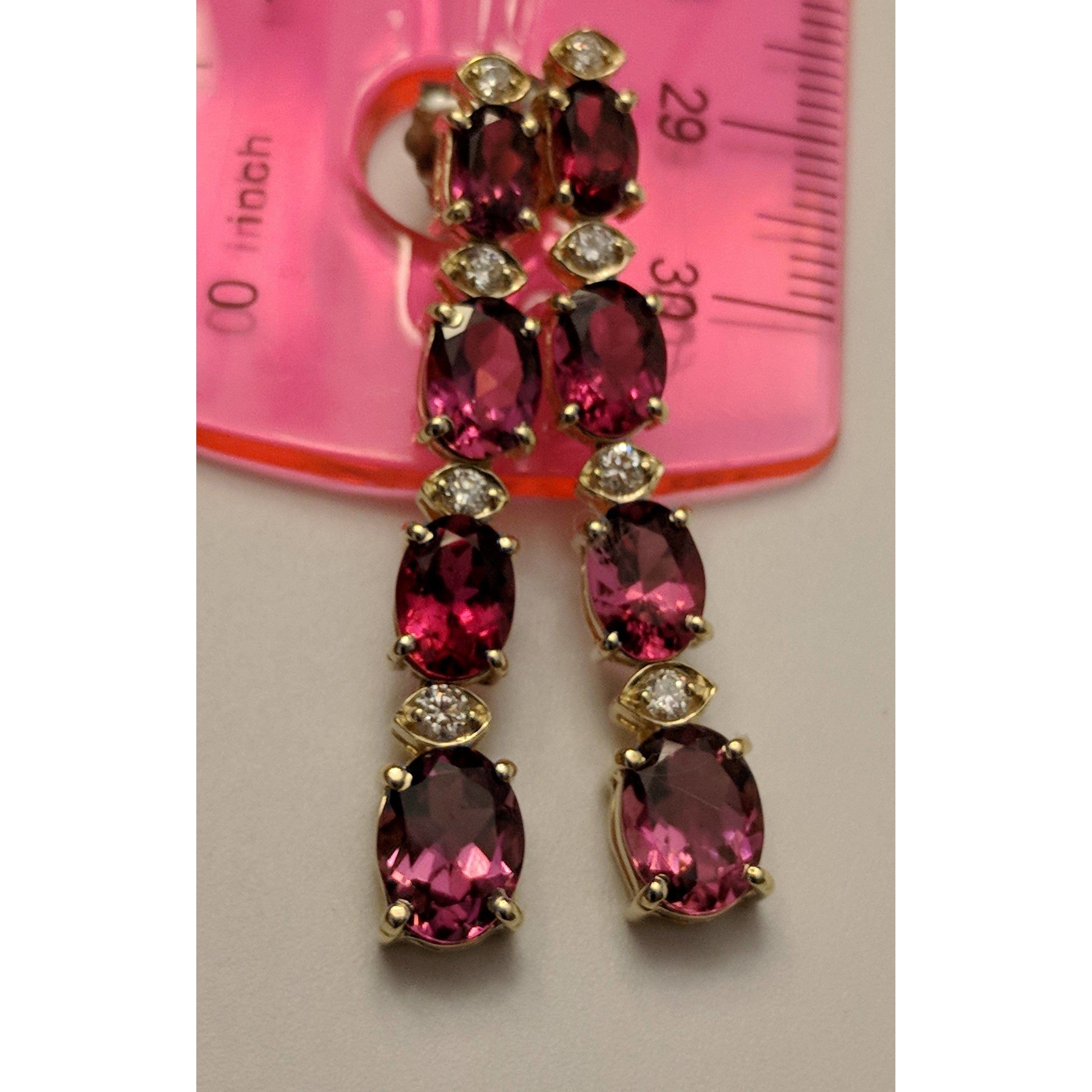 Pink Tourmaline and Diamond SET, 27.4ctw Necklace & 7.45ctw Earrings in 14K Gold, STUNNING!、mySite、g9winljtr